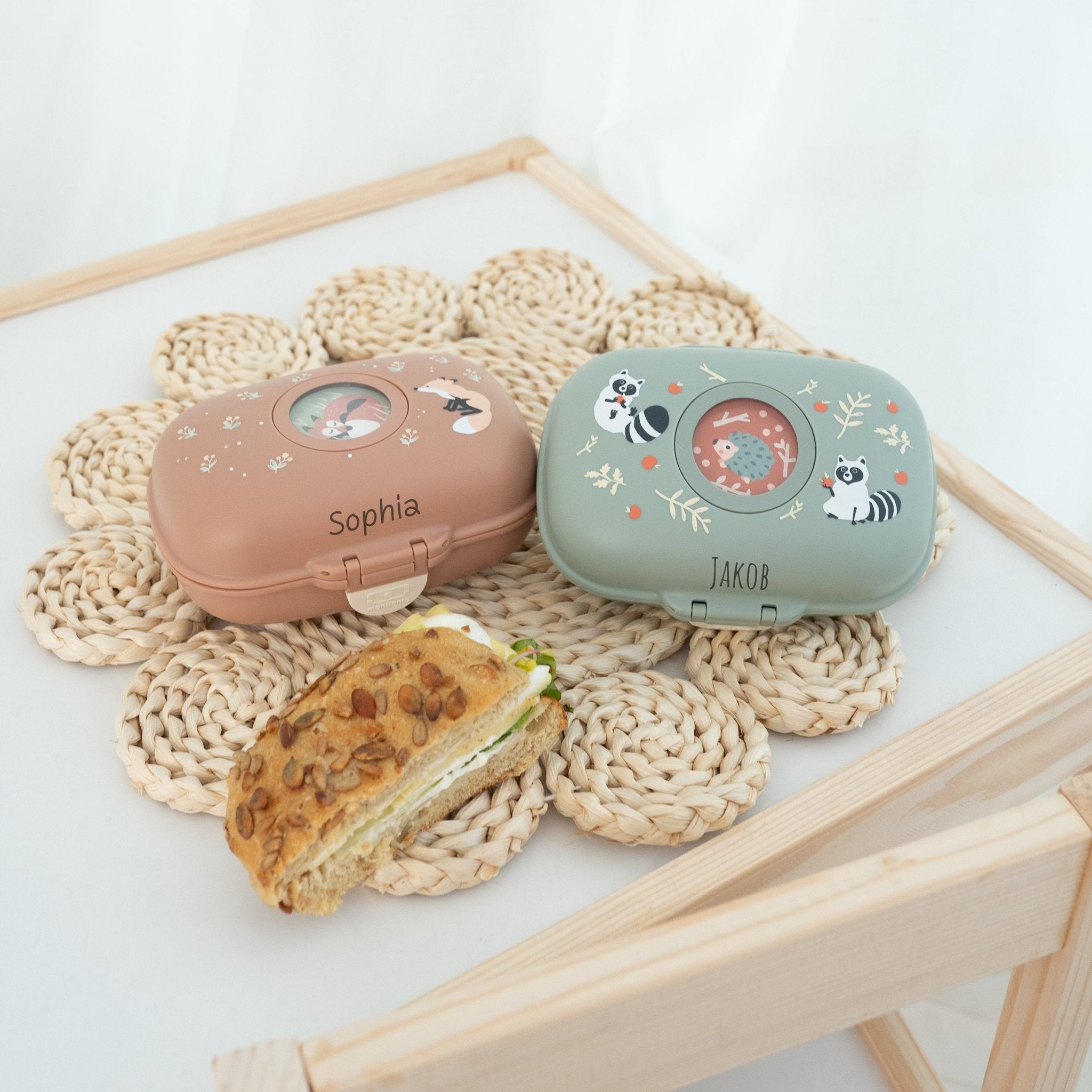 MONBENTO Mini Lunchbox personalisiert - Fuchs & Waschbär - wunderwunsch