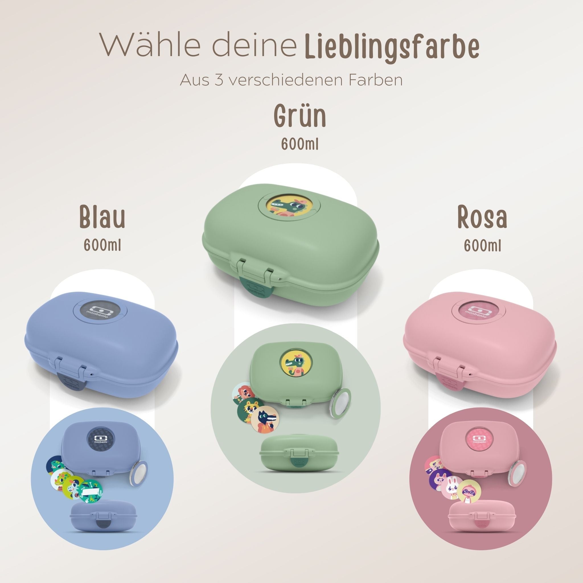 MONBENTO Mini Lunchbox Uni mit Tierplättchen personalisiert - wunderwunsch