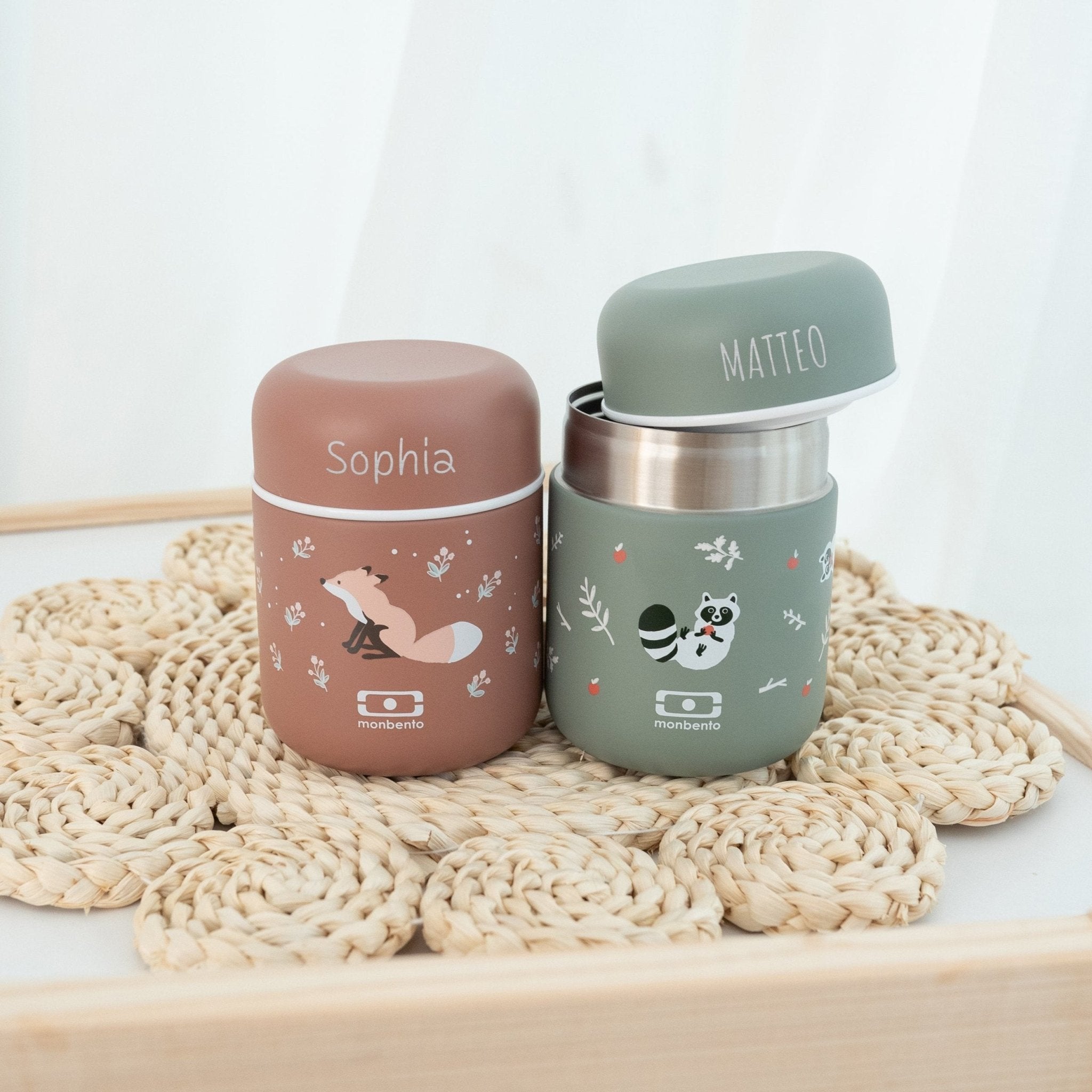 MONBENTO Thermobecher personalisiert - Fuchs und Waschbär - wunderwunsch