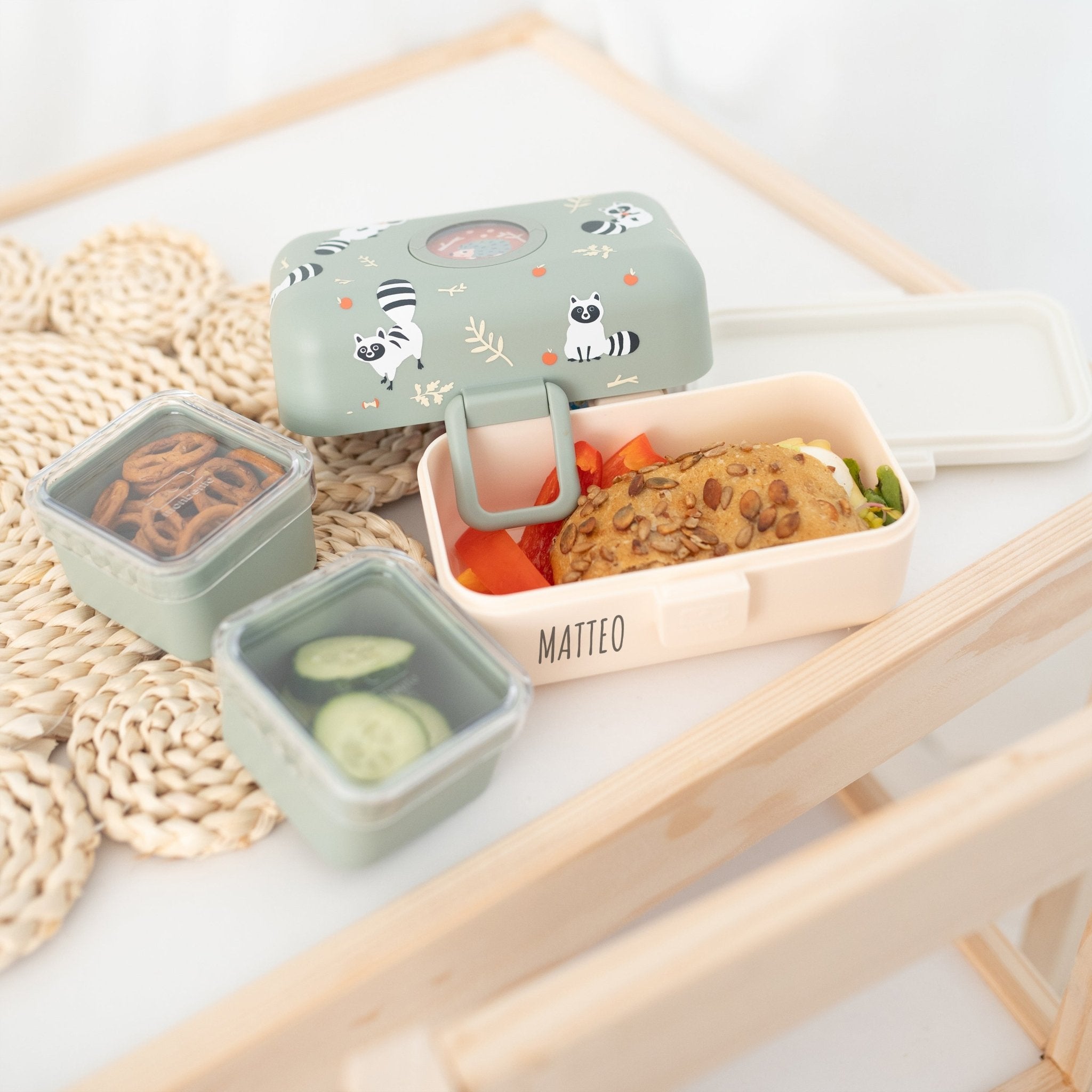 MONBENTO Tresor Lunchbox personalisiert - Waschbär & Fuchs - wunderwunsch