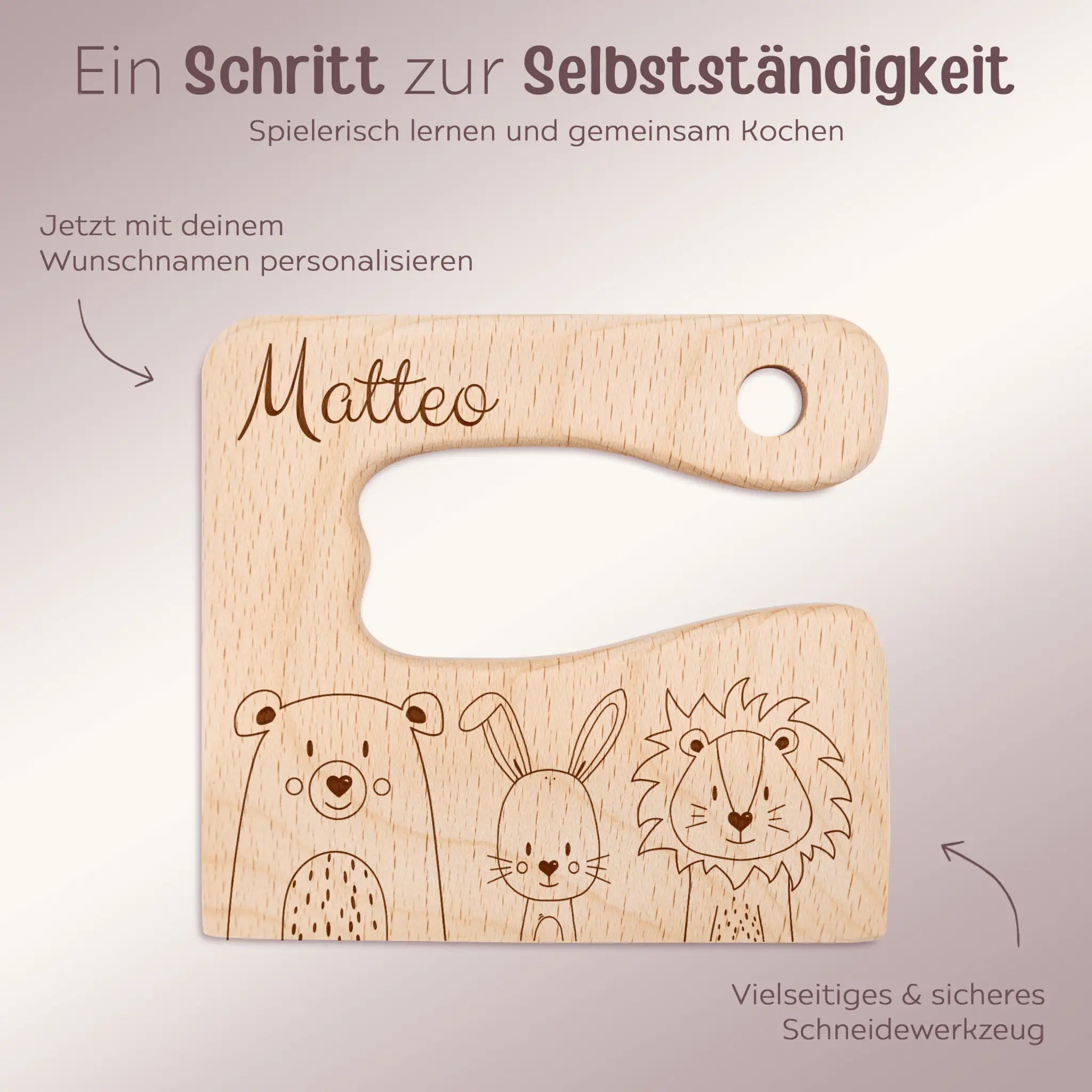 Montessori sicheres Kindermesser "Tiere unten" - wunderwunsch