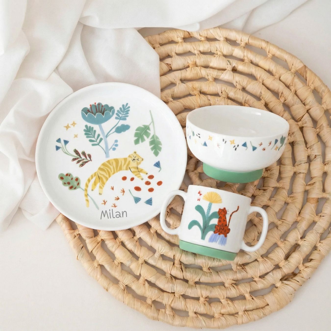 MOULIN ROTY Porzellangeschirr - Set "Dschungel" personalisierbar - wunderwunsch