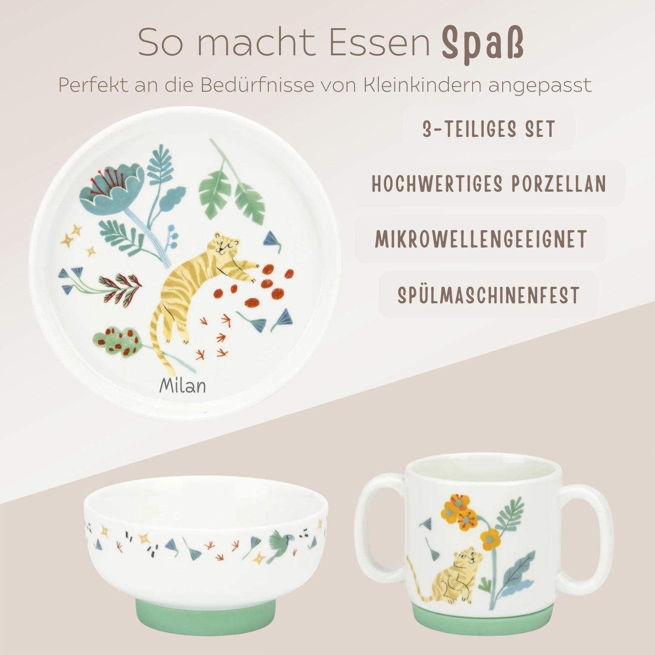MOULIN ROTY Porzellangeschirr - Set "Dschungel" personalisierbar - wunderwunsch