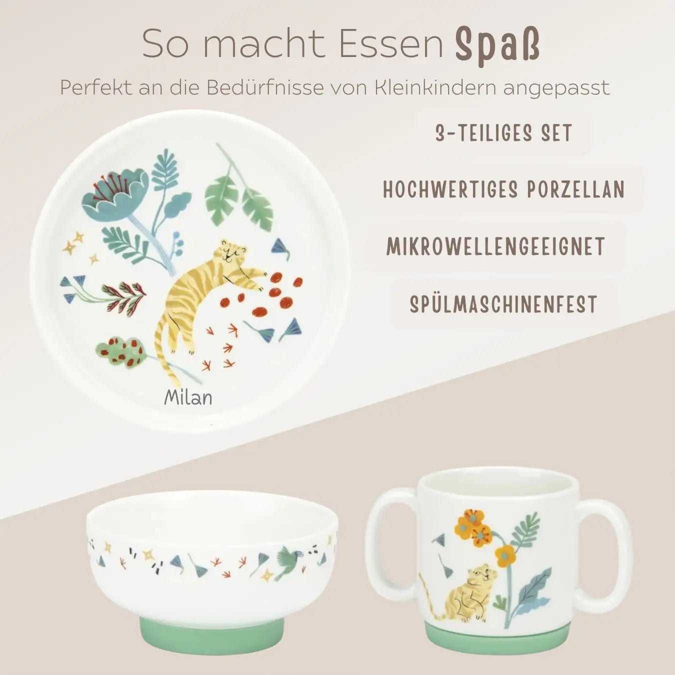 MOULIN ROTY Porzellangeschirr - Set "Dschungel" personalisierbar - wunderwunsch