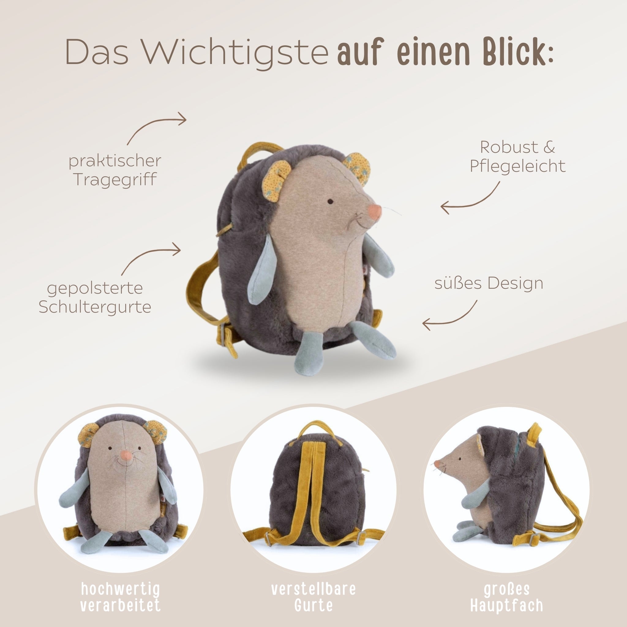 MOULIN ROTY Rucksack Igel personalisiert - wunderwunsch