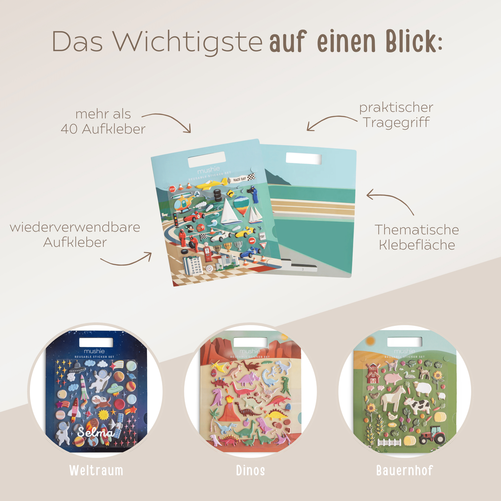Mushie Wiederverwendbares Aufkleberbuch - wunderwunsch