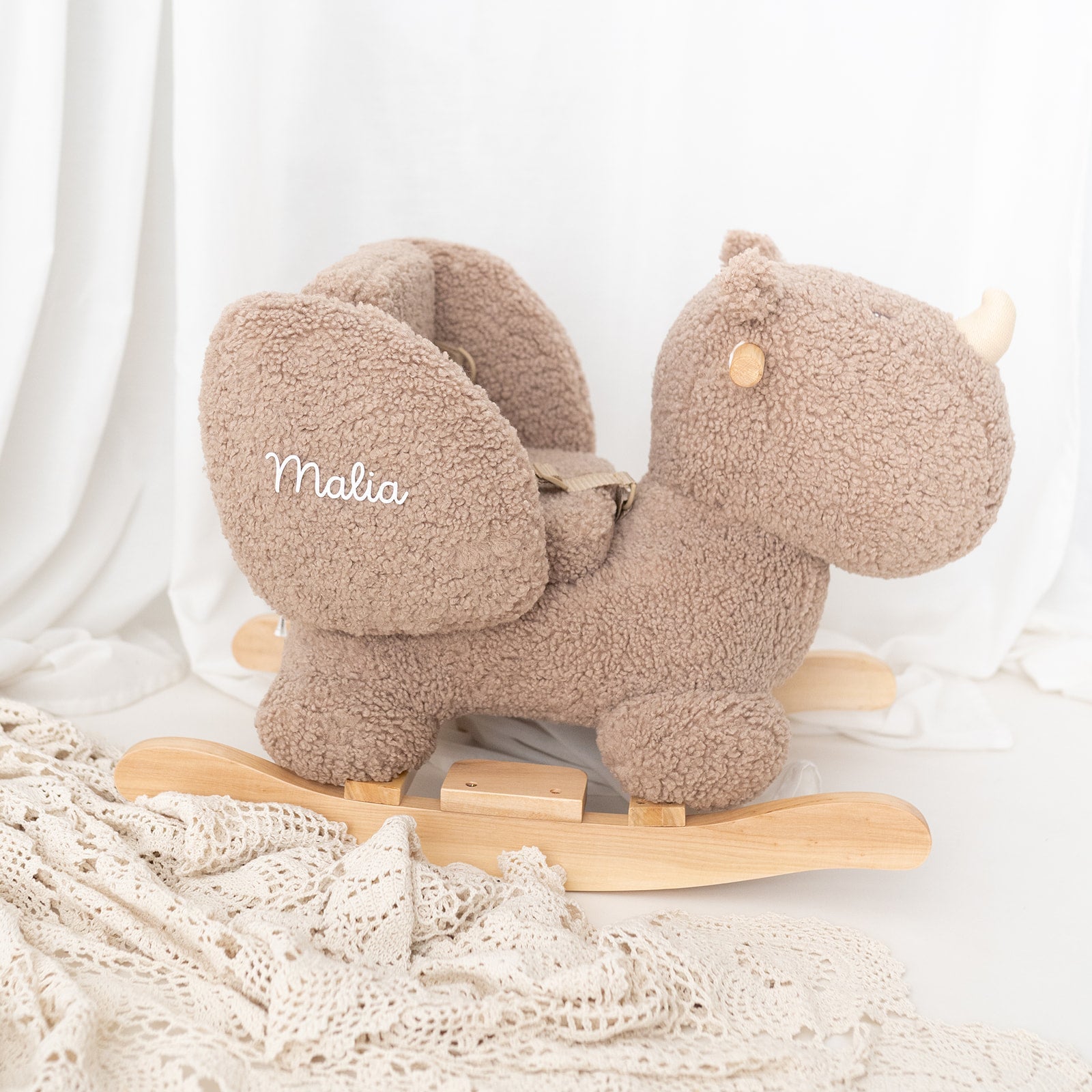 NATTOU Schaukeltier personalisiert - Boucle Elefant oder Nashorn - wunderwunsch