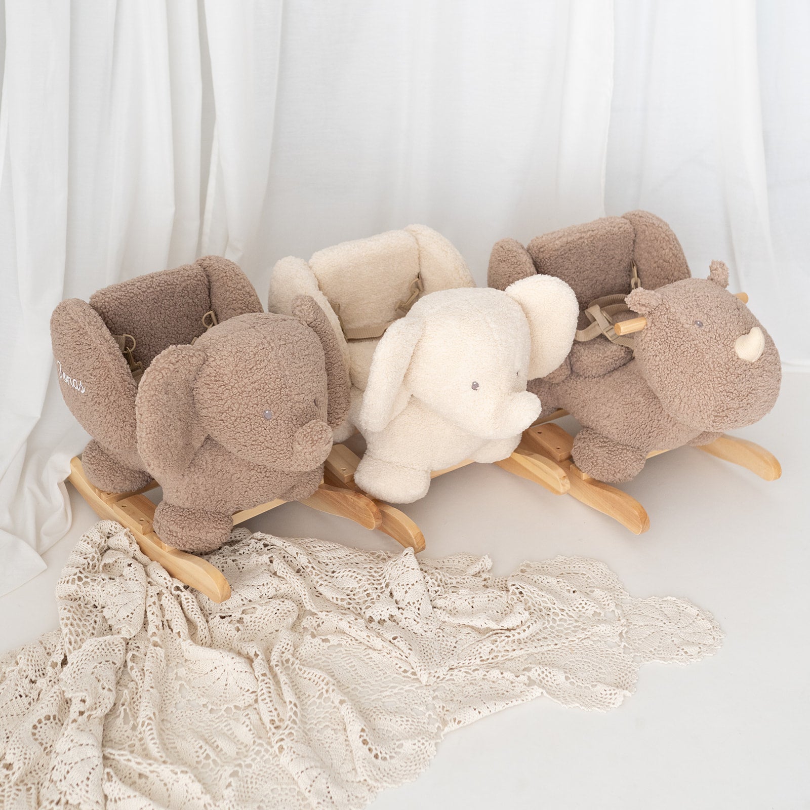NATTOU Schaukeltier personalisiert - Boucle Elefant oder Nashorn - wunderwunsch