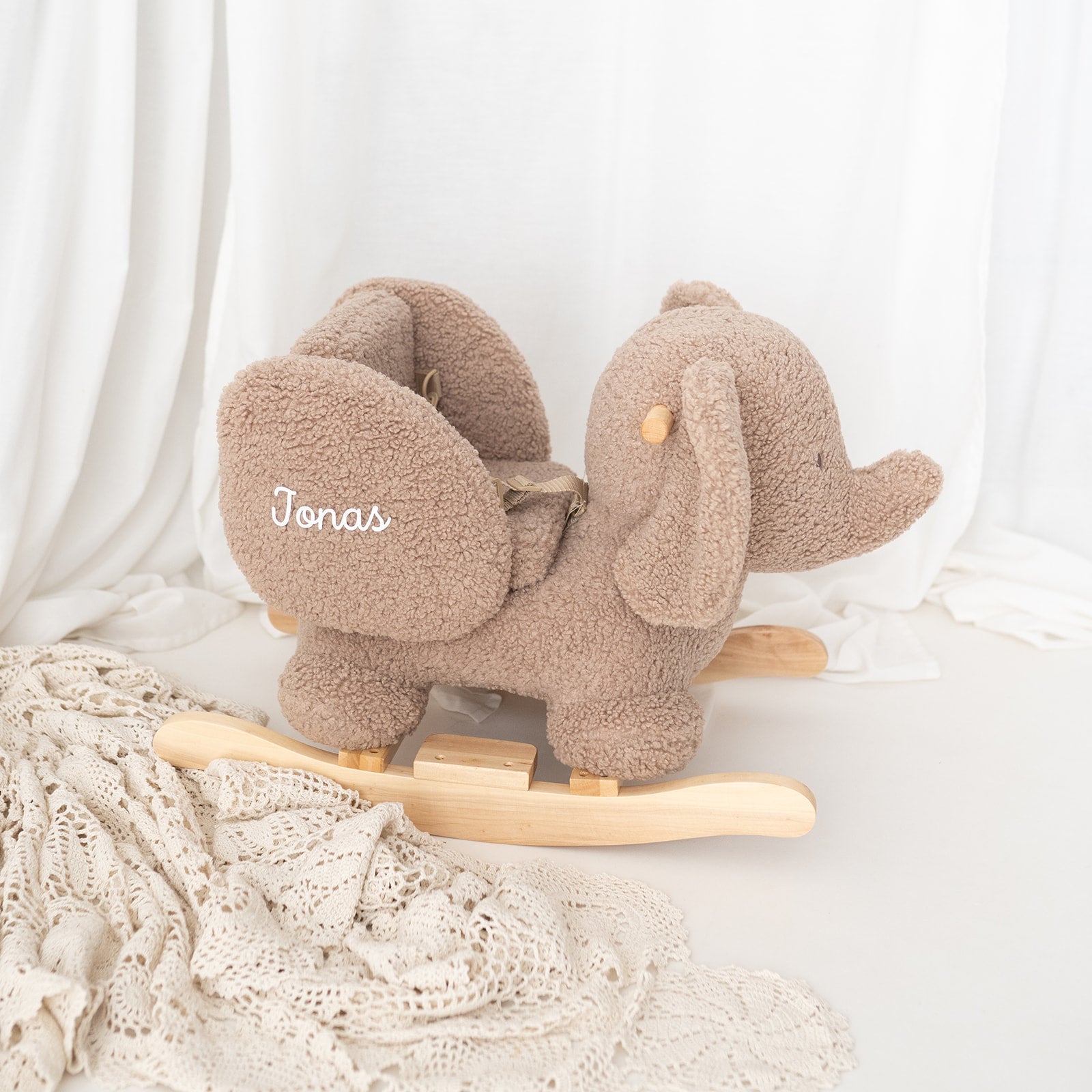 NATTOU Schaukeltier personalisiert - Boucle Elefant oder Nashorn - wunderwunsch