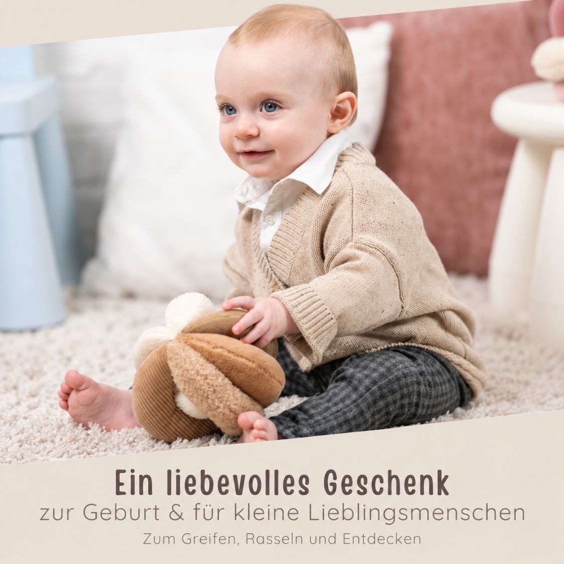 NATTOU Weicher Griffball mit Rassel personalisiert - wunderwunsch