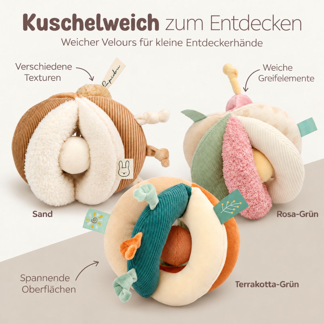 NATTOU Weicher Griffball mit Rassel personalisiert - wunderwunsch
