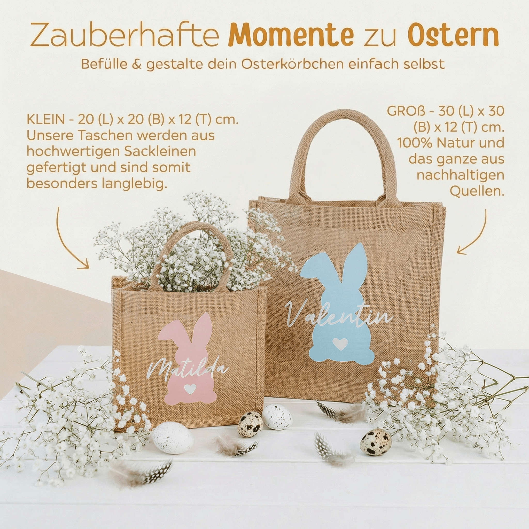 Ostertasche Jute personalisiert - wunderwunsch