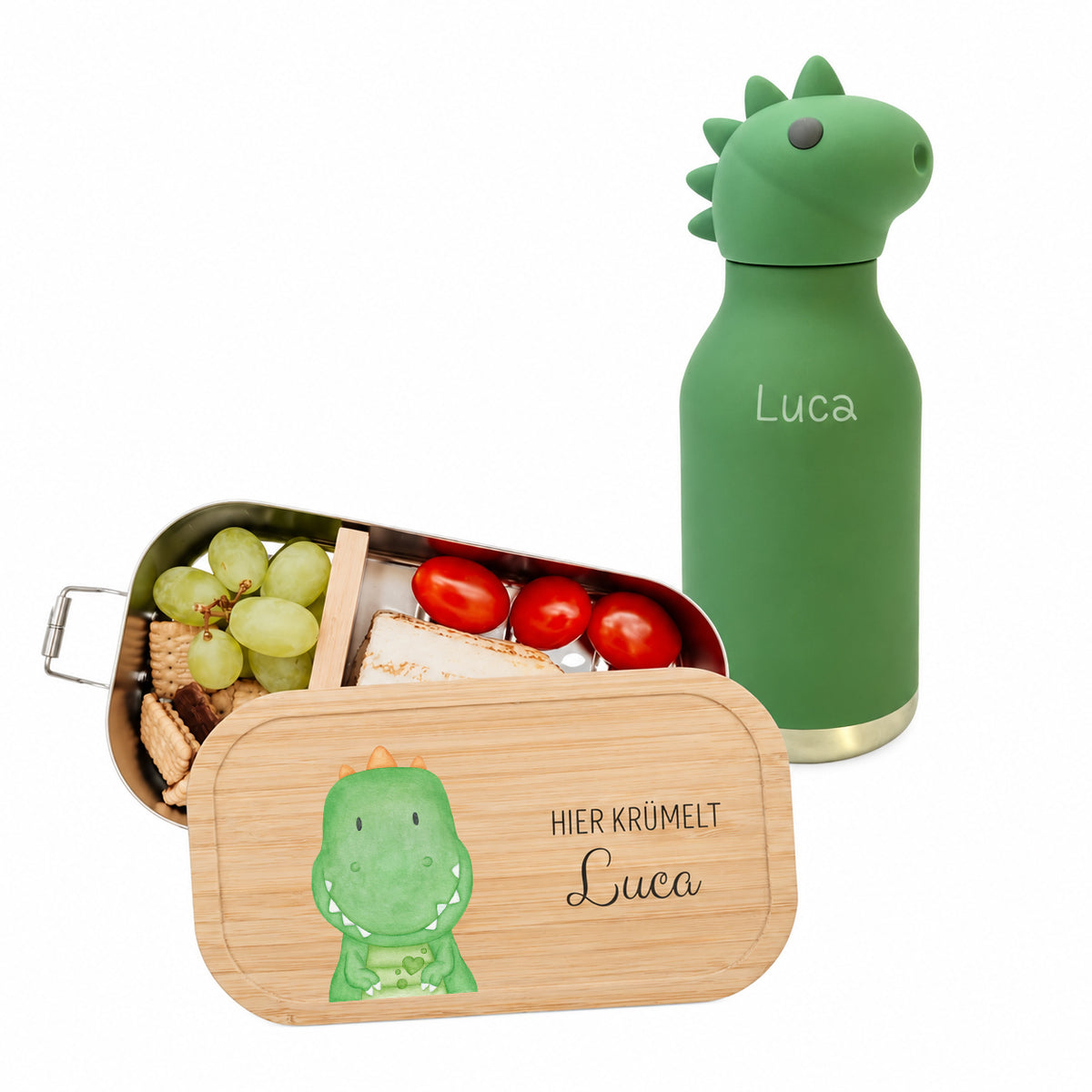 Pausen Bundle - Brotdose + ASOBU Bestie Tier Trinkflasche personalisiert
