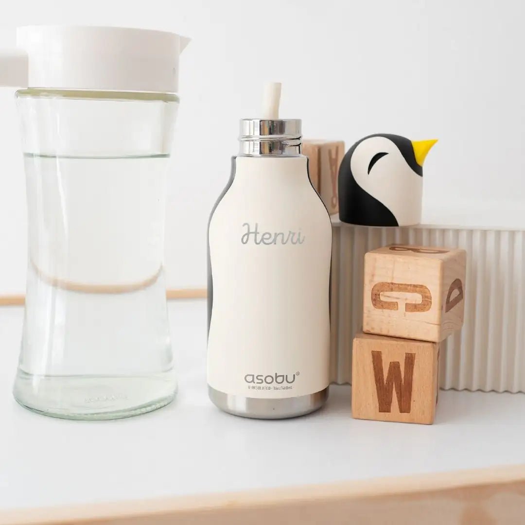 Pausen Bundle - Brotdose + ASOBU Bestie Tier Trinkflasche personalisiert - wunderwunsch