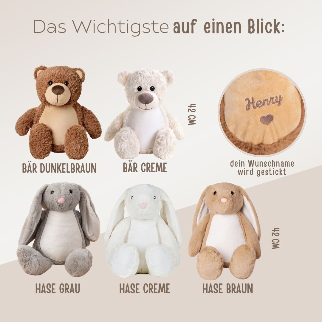 Personalisiertes Kuscheltier mit Namens - Stickerei - wunderwunsch
