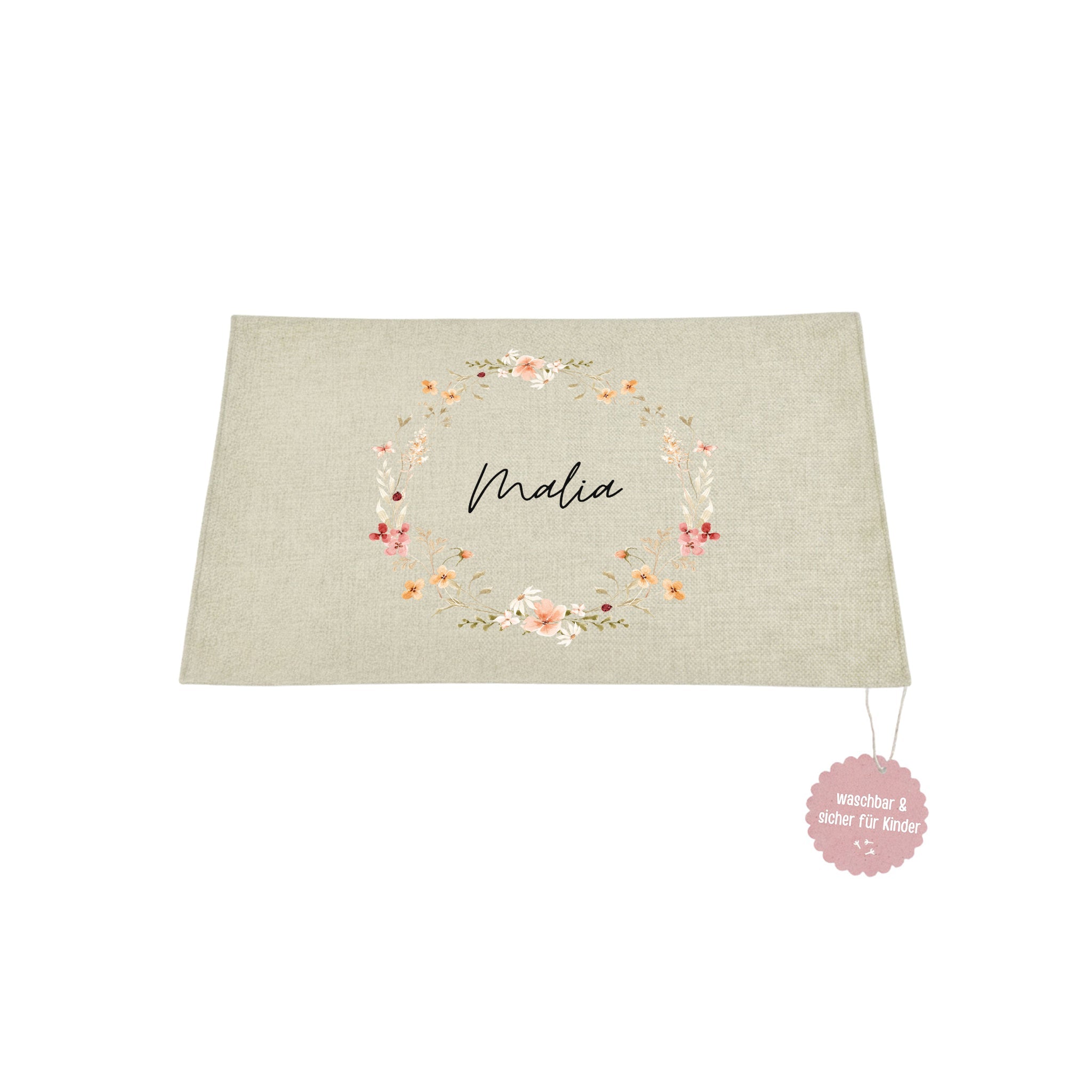 Platzdeckchen personalisiert - Blumenkranz Aquarell - wunderwunsch