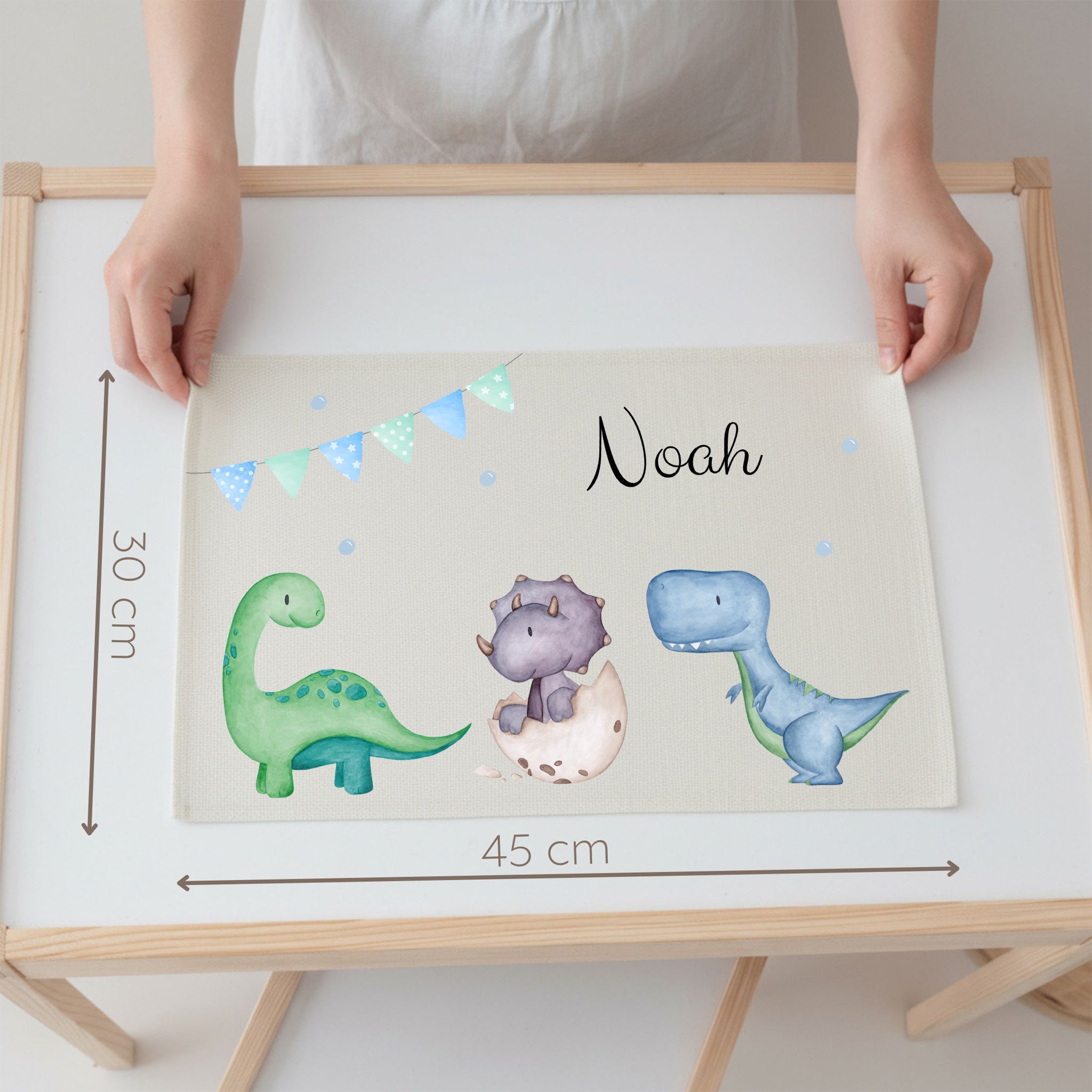 Platzdeckchen personalisiert - Dinos Girlande Aquarell - wunderwunsch