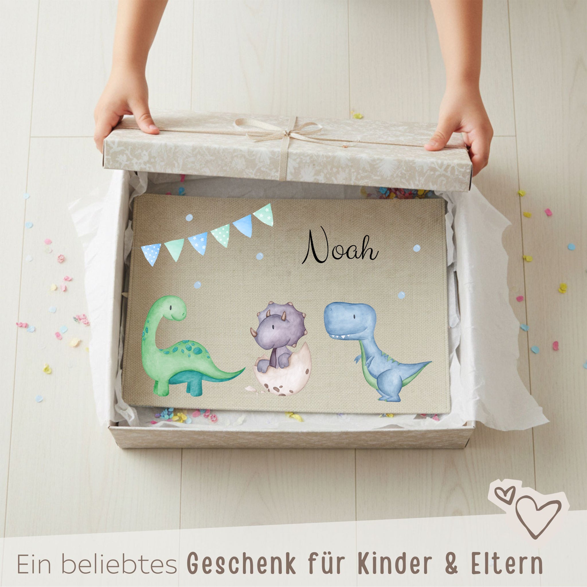 Platzdeckchen personalisiert - Dinos Girlande Aquarell - wunderwunsch