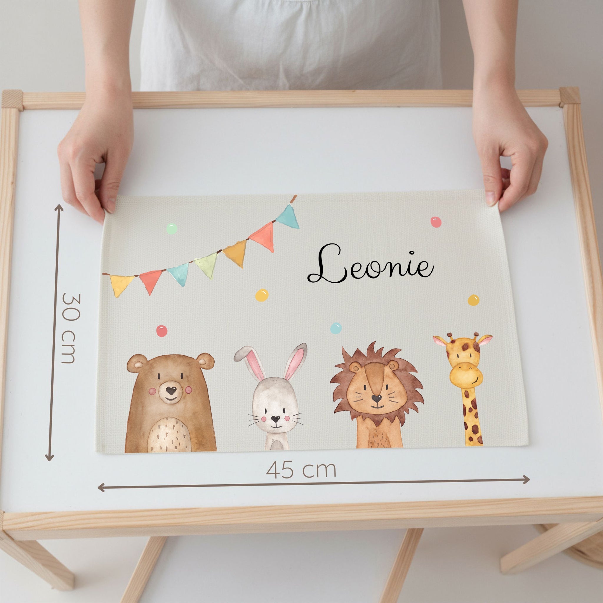 Platzdeckchen personalisiert - Tiere Girlande Aquarell - wunderwunsch