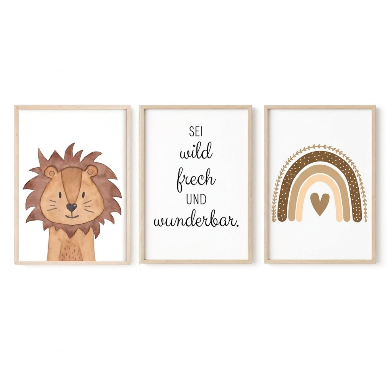 Poster 3er - Set - Tier, Spruch, Regenbogen Aquarell - wunderwunsch