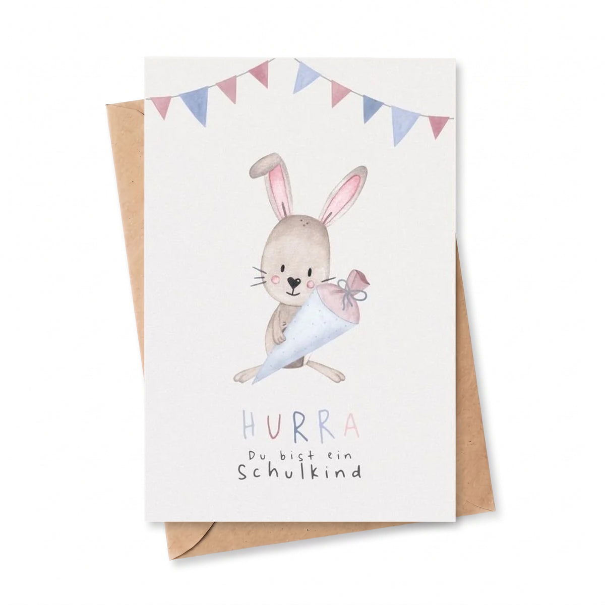 Postkarte "Hase mit Schultüte"