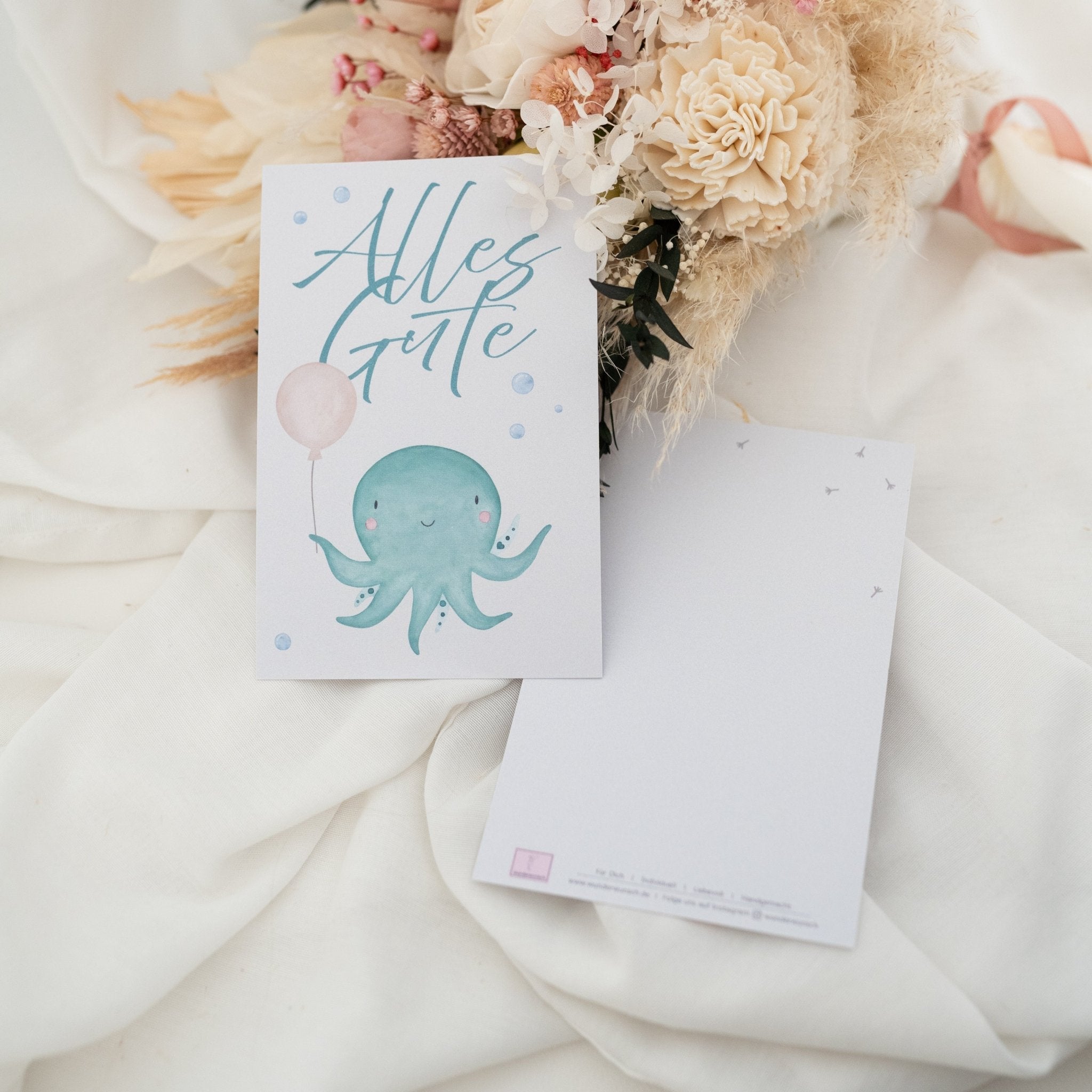 Postkarte "Oktopus" Alles Gute - wunderwunsch