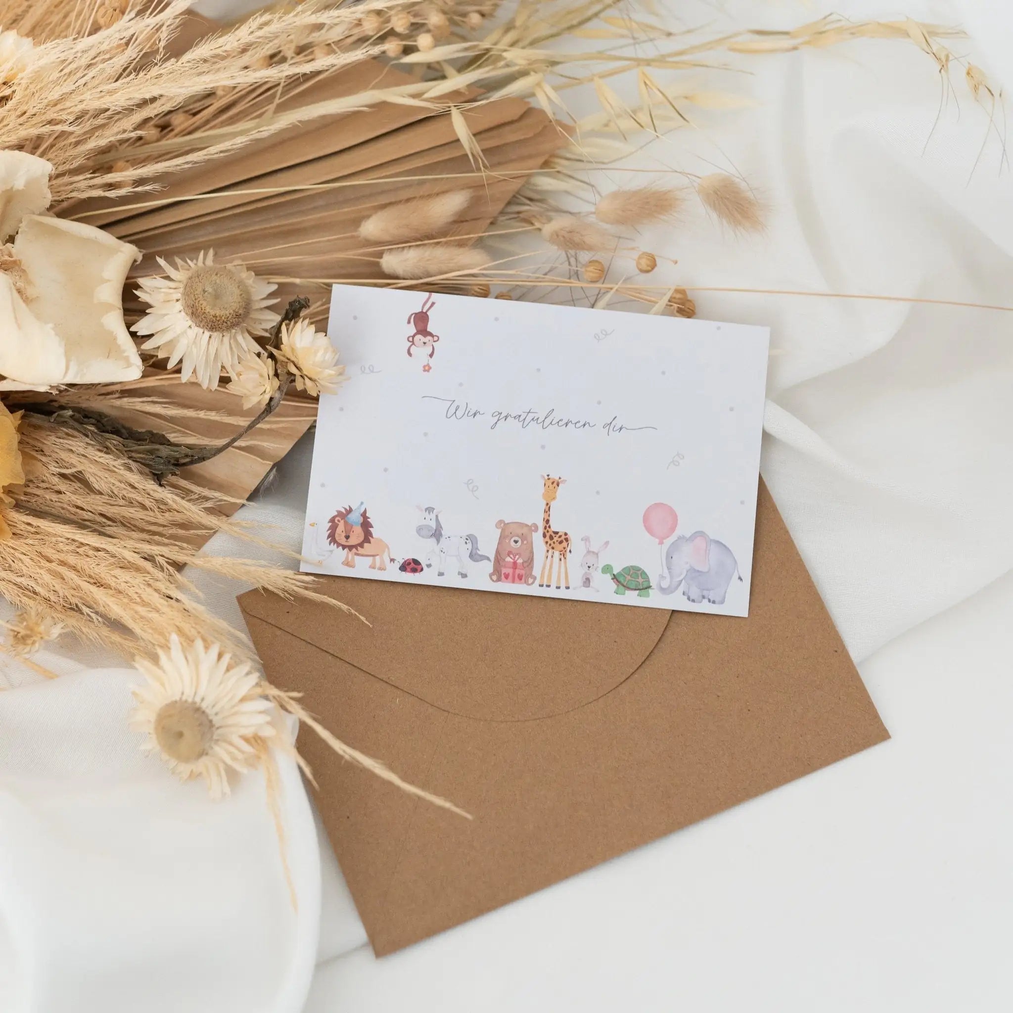 Postkarte "Partytiere" wir gratulieren dir - wunderwunsch