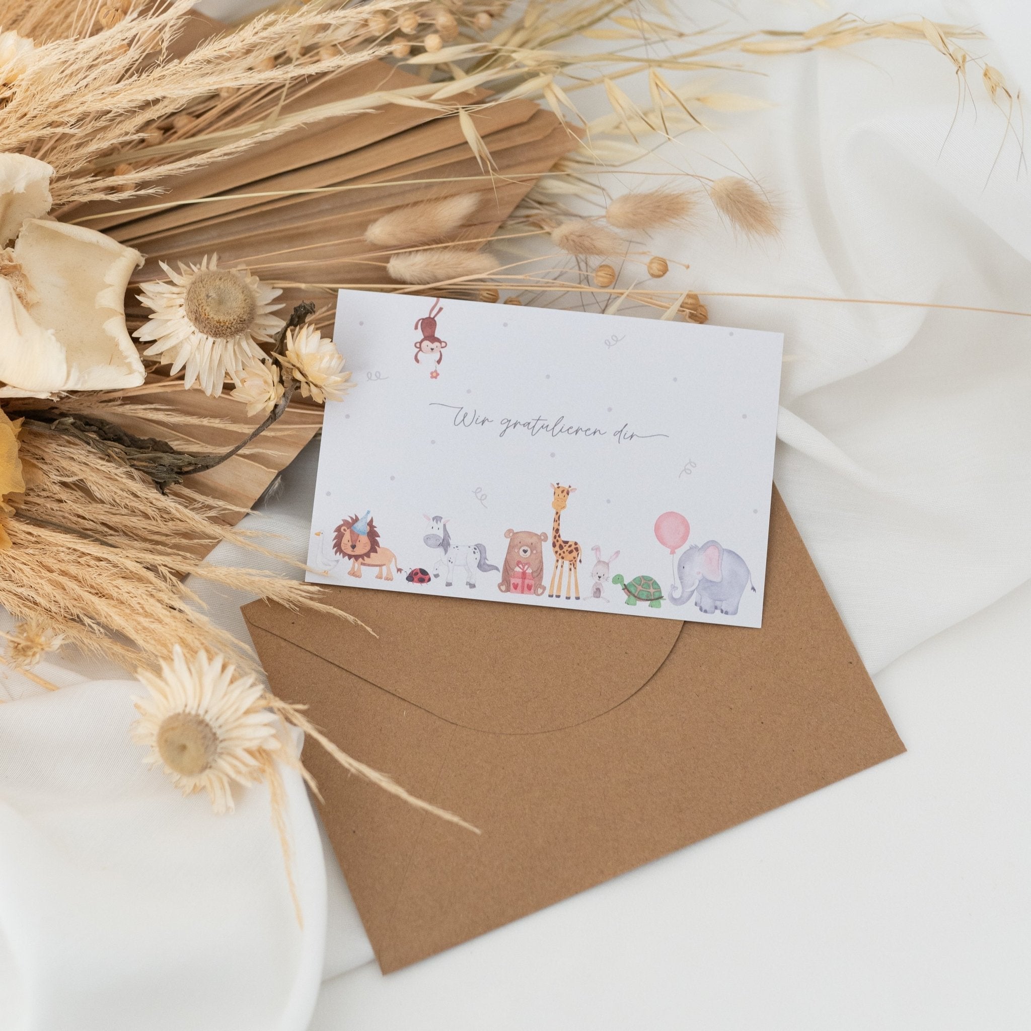 Postkarte "Partytiere" wir gratulieren dir - wunderwunsch