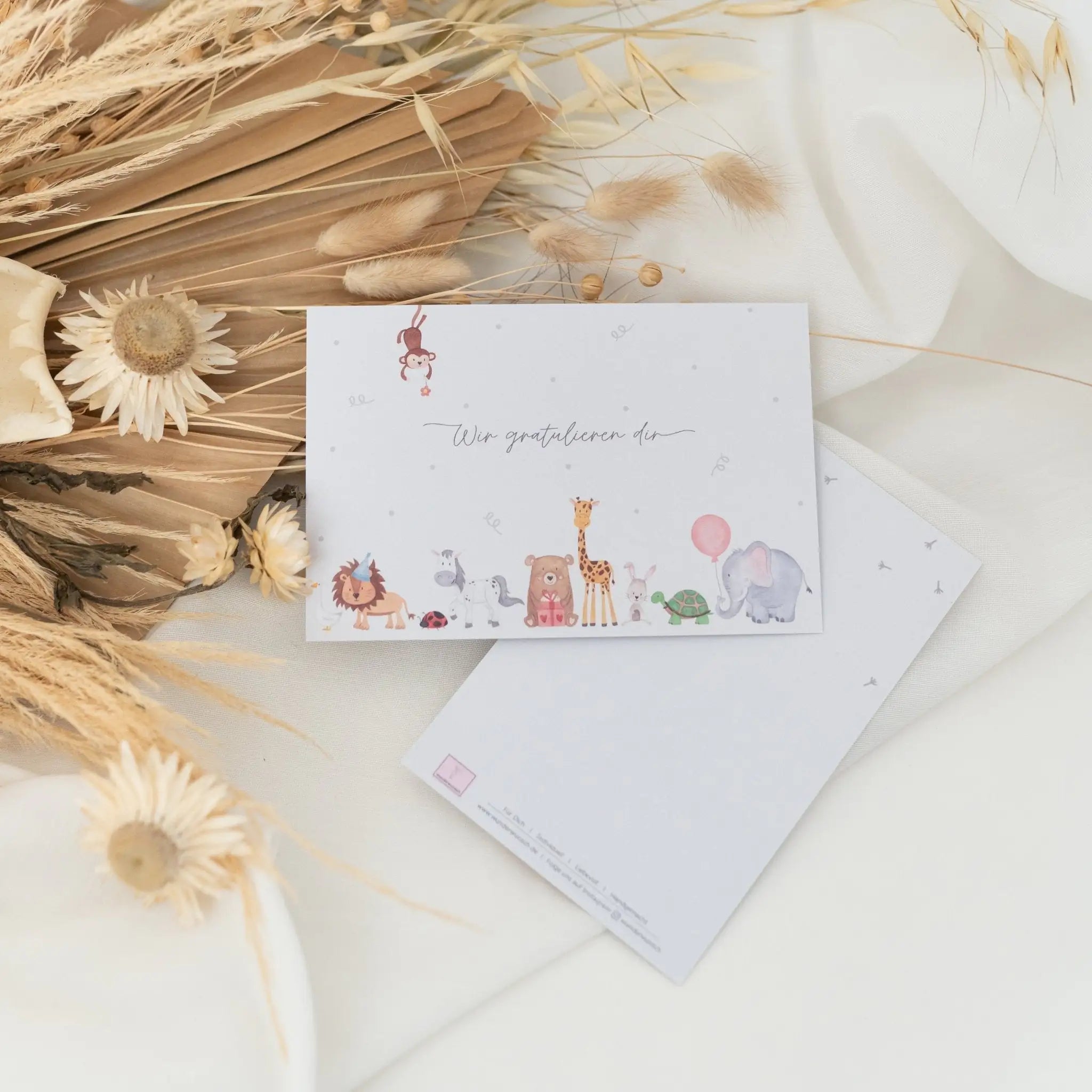 Postkarte "Partytiere" wir gratulieren dir - wunderwunsch