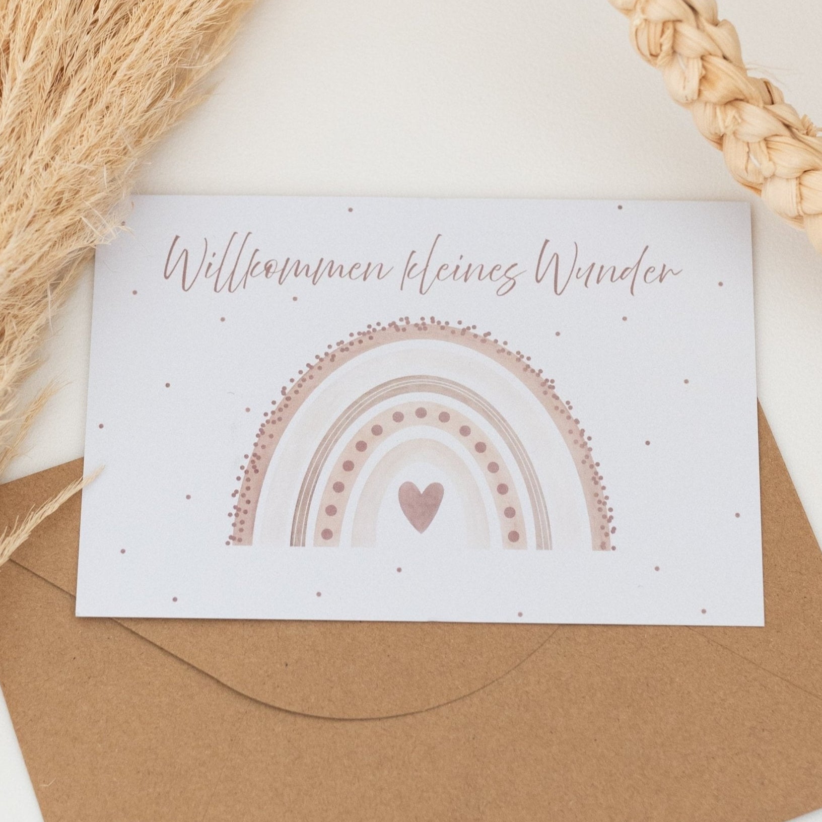 Postkarte "Regenbogen beige" zur Geburt - wunderwunsch