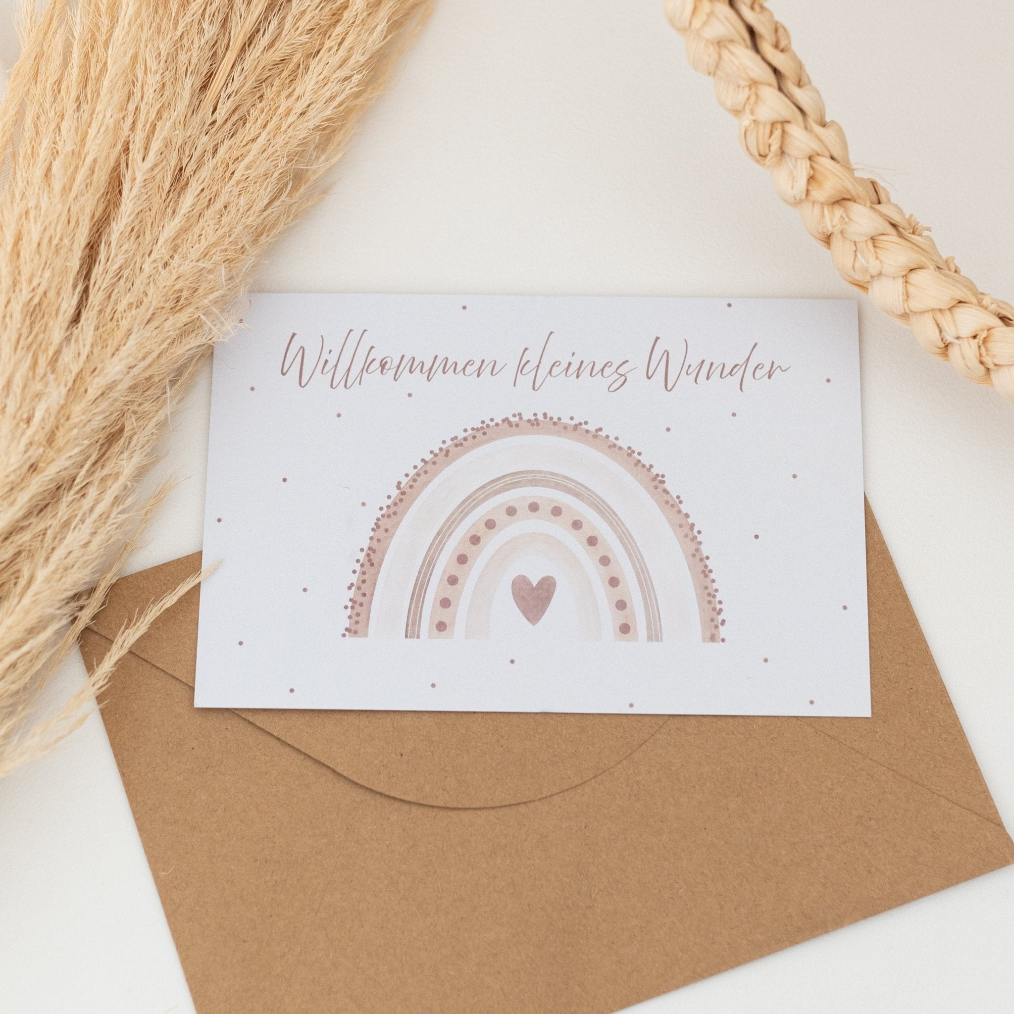 Postkarte "Regenbogen beige" zur Geburt - wunderwunsch