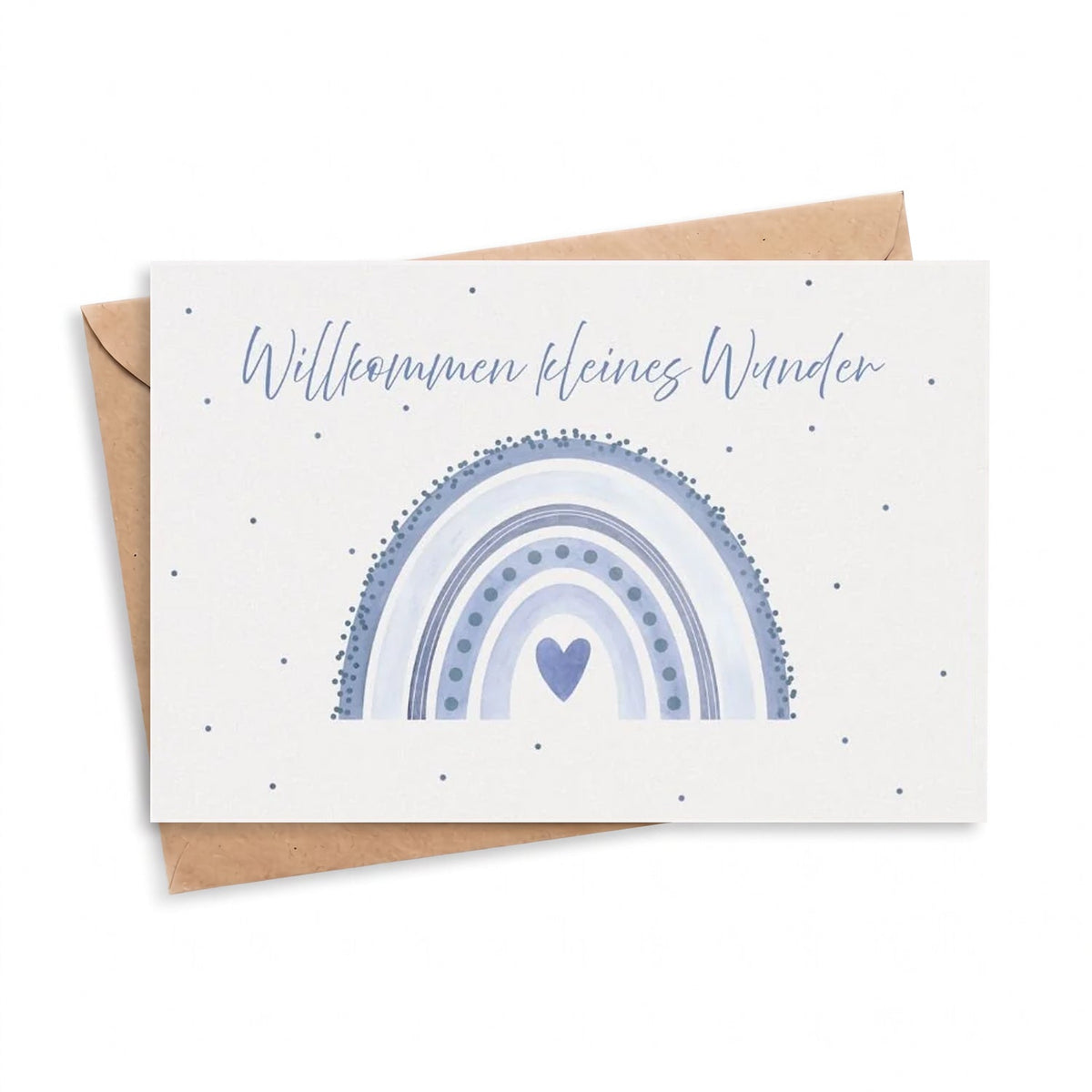 Postkarte "Regenbogen blau" zur Geburt - wunderwunsch