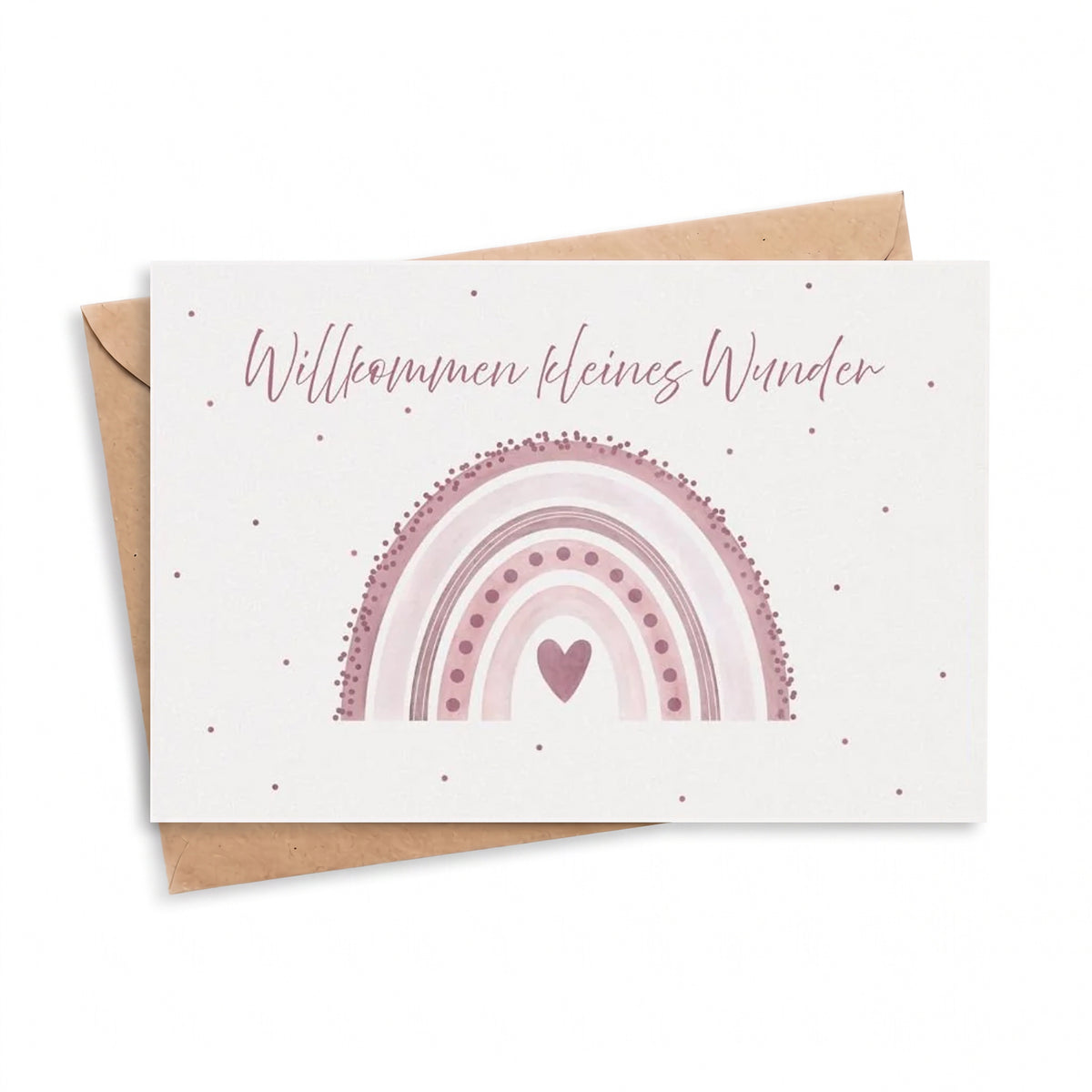 Postkarte "Regenbogen rosa" zur Geburt