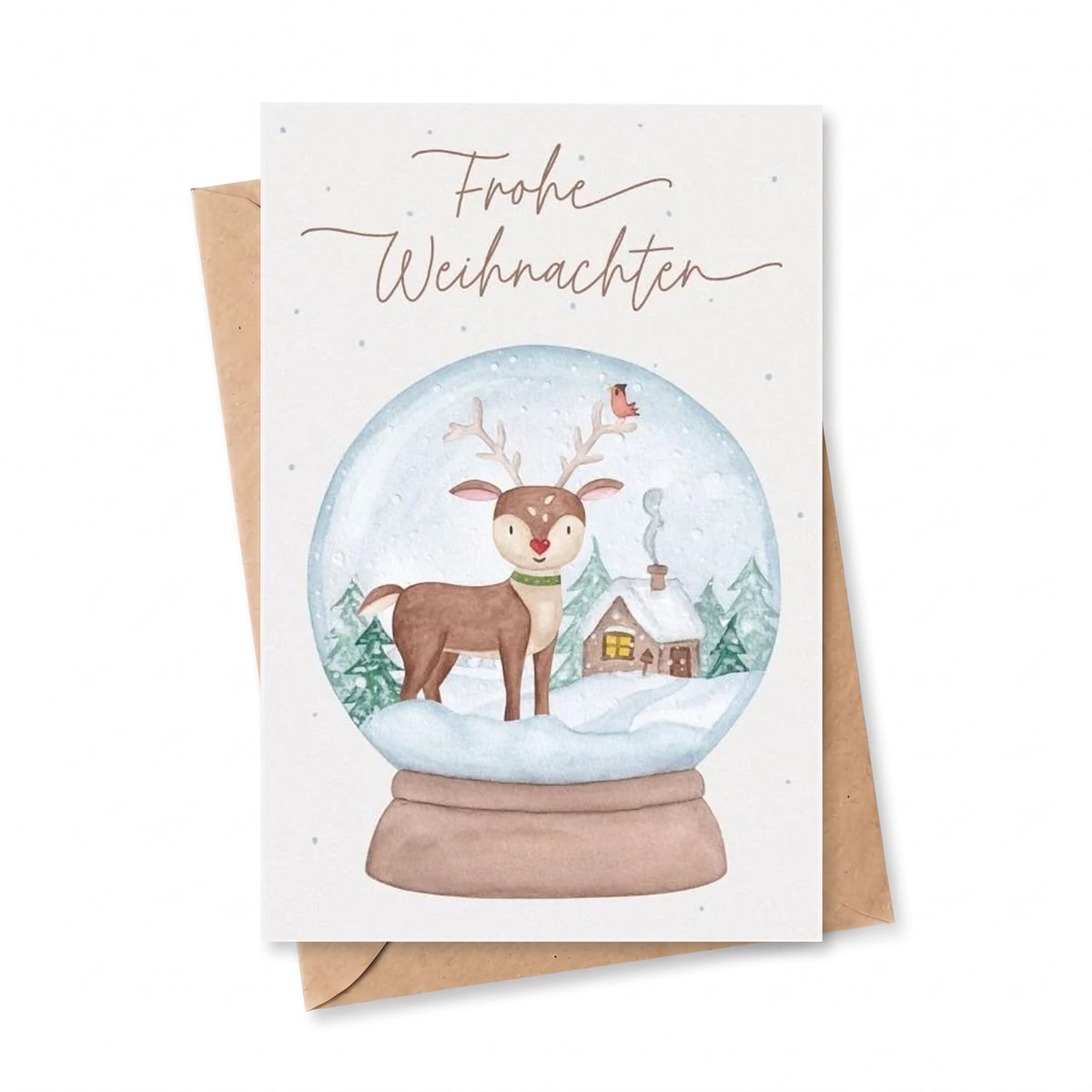 Postkarte "Reh Schneekugel"