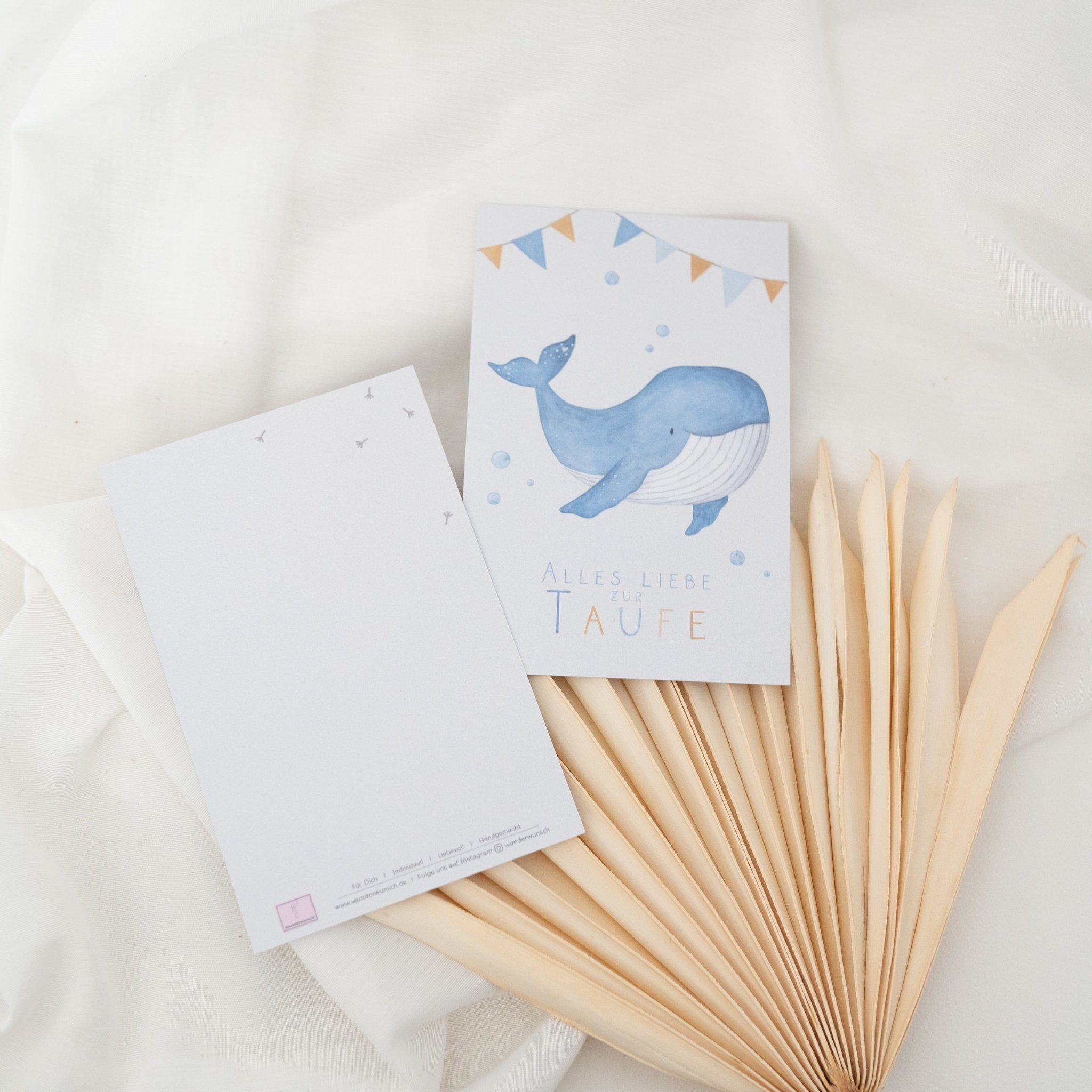 Postkarte "Wal" zur Taufe - wunderwunsch