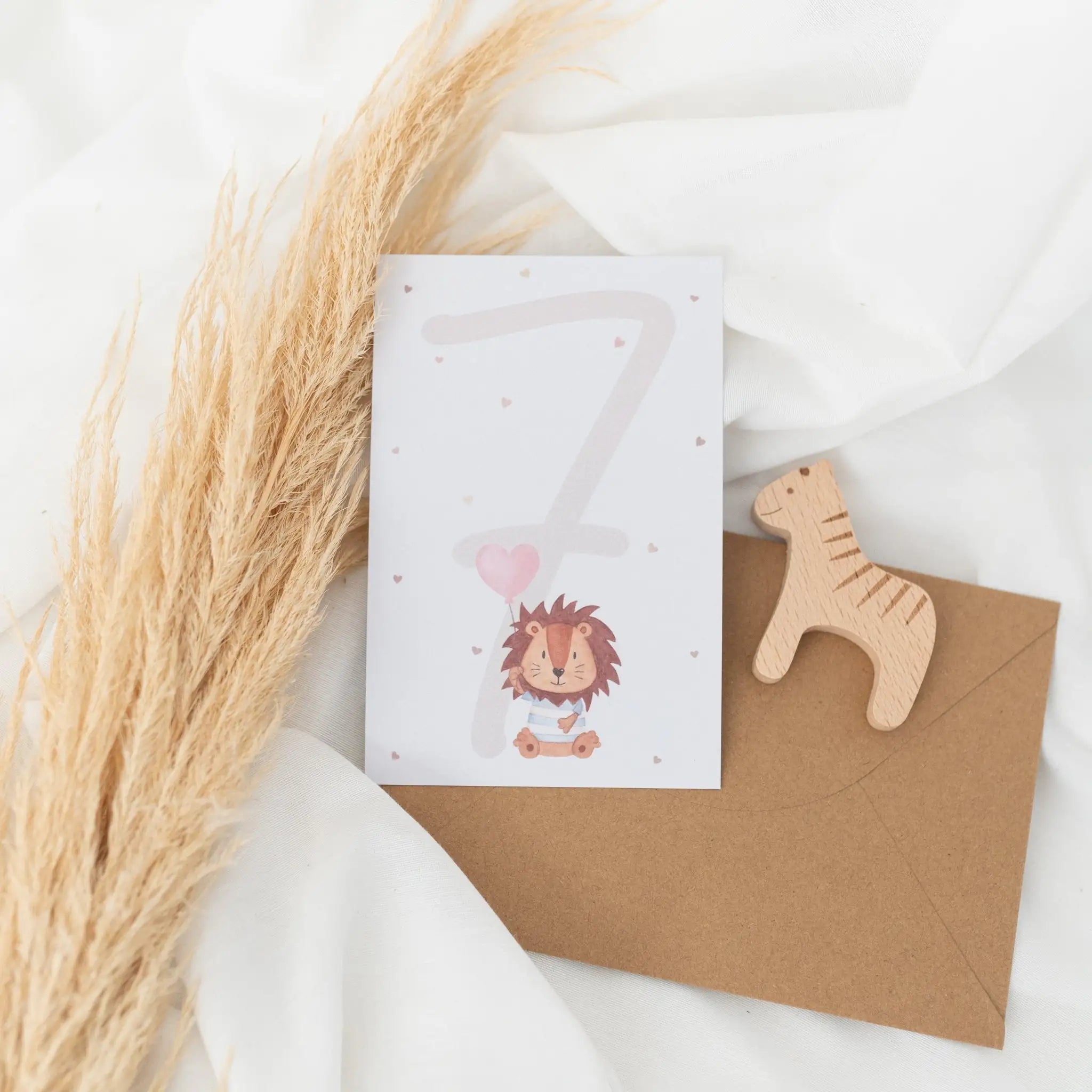Postkarte "Zahl" mit Löwe - wunderwunsch