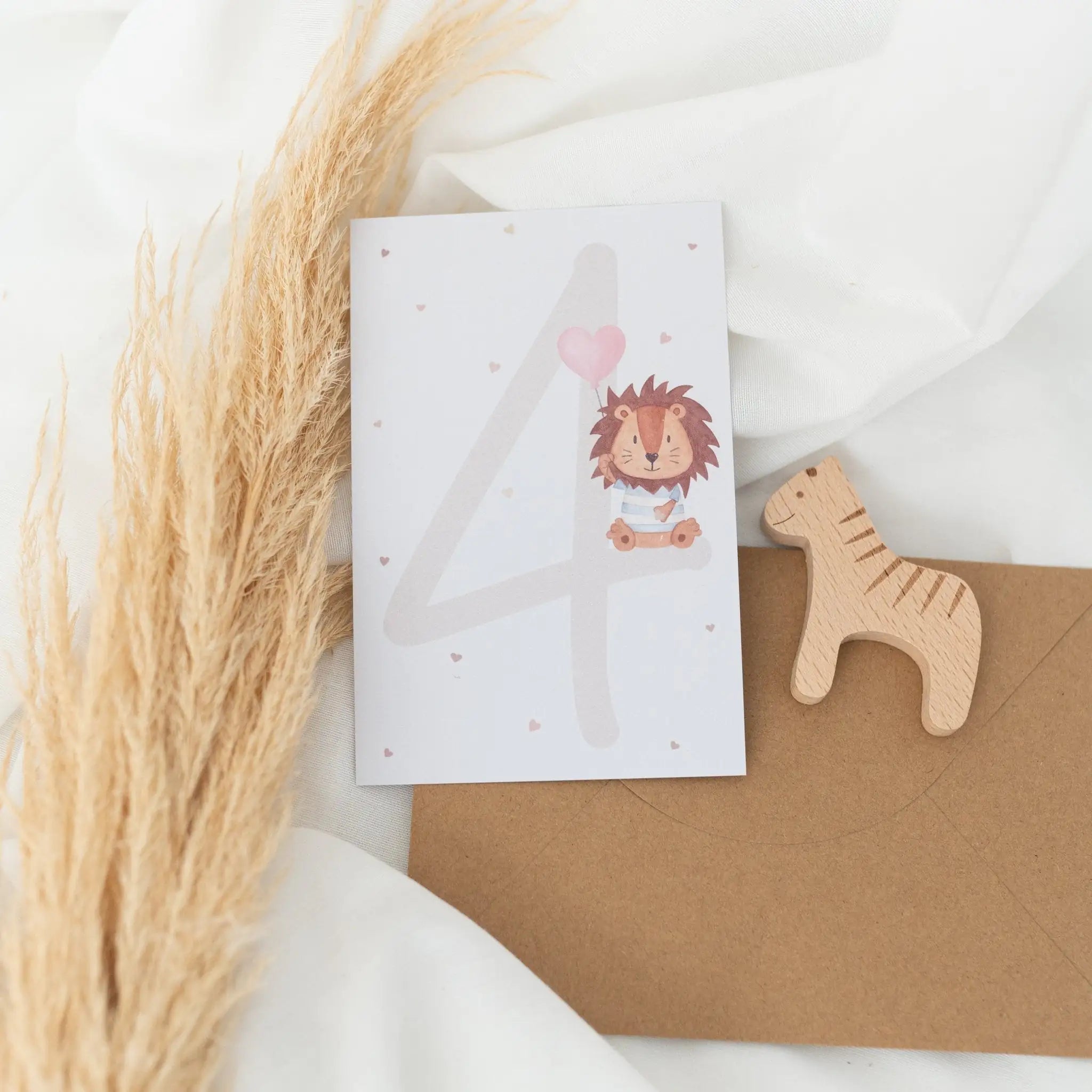 Postkarte "Zahl" mit Löwe - wunderwunsch