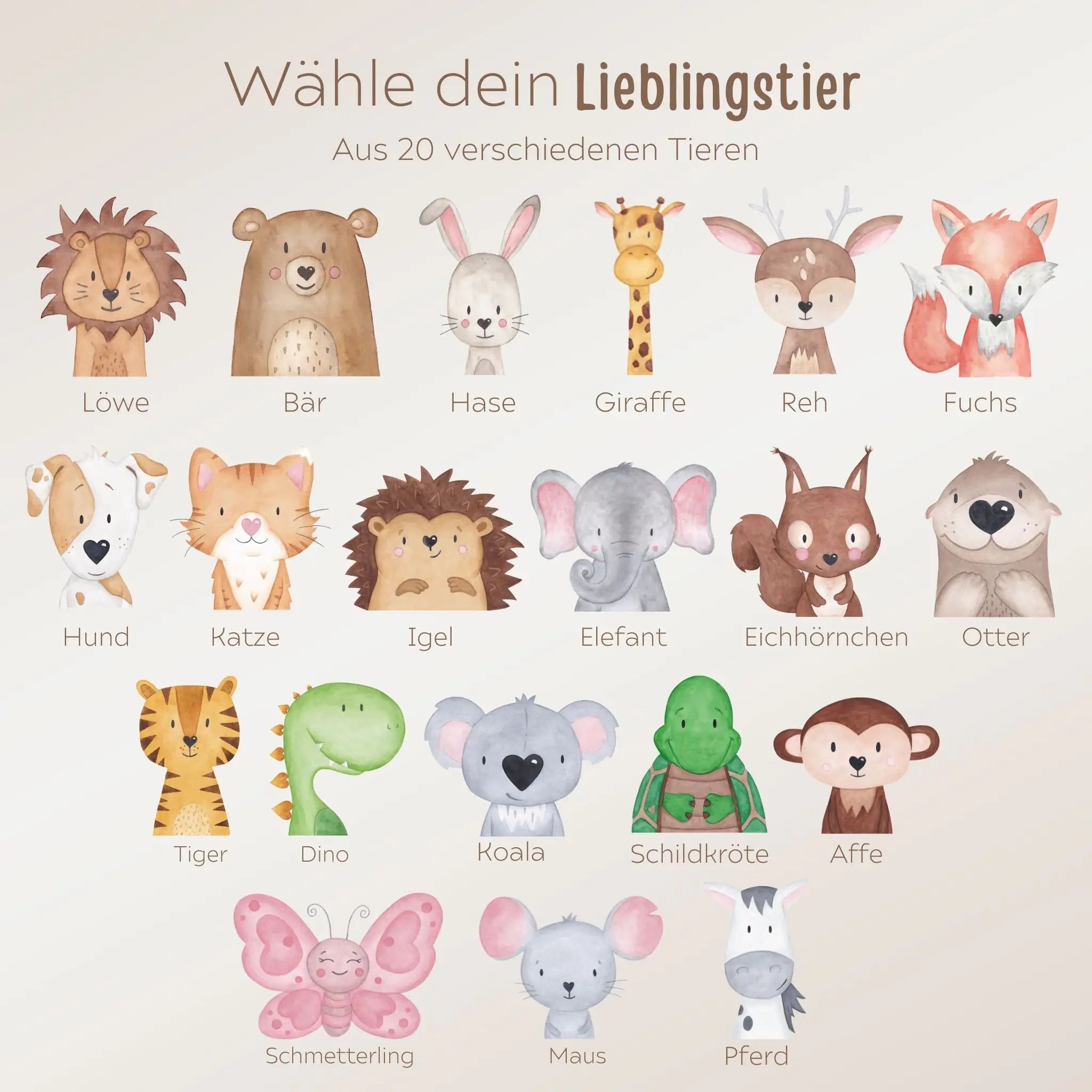 Radiergummi personalisiert - Tier Aquarell - wunderwunsch