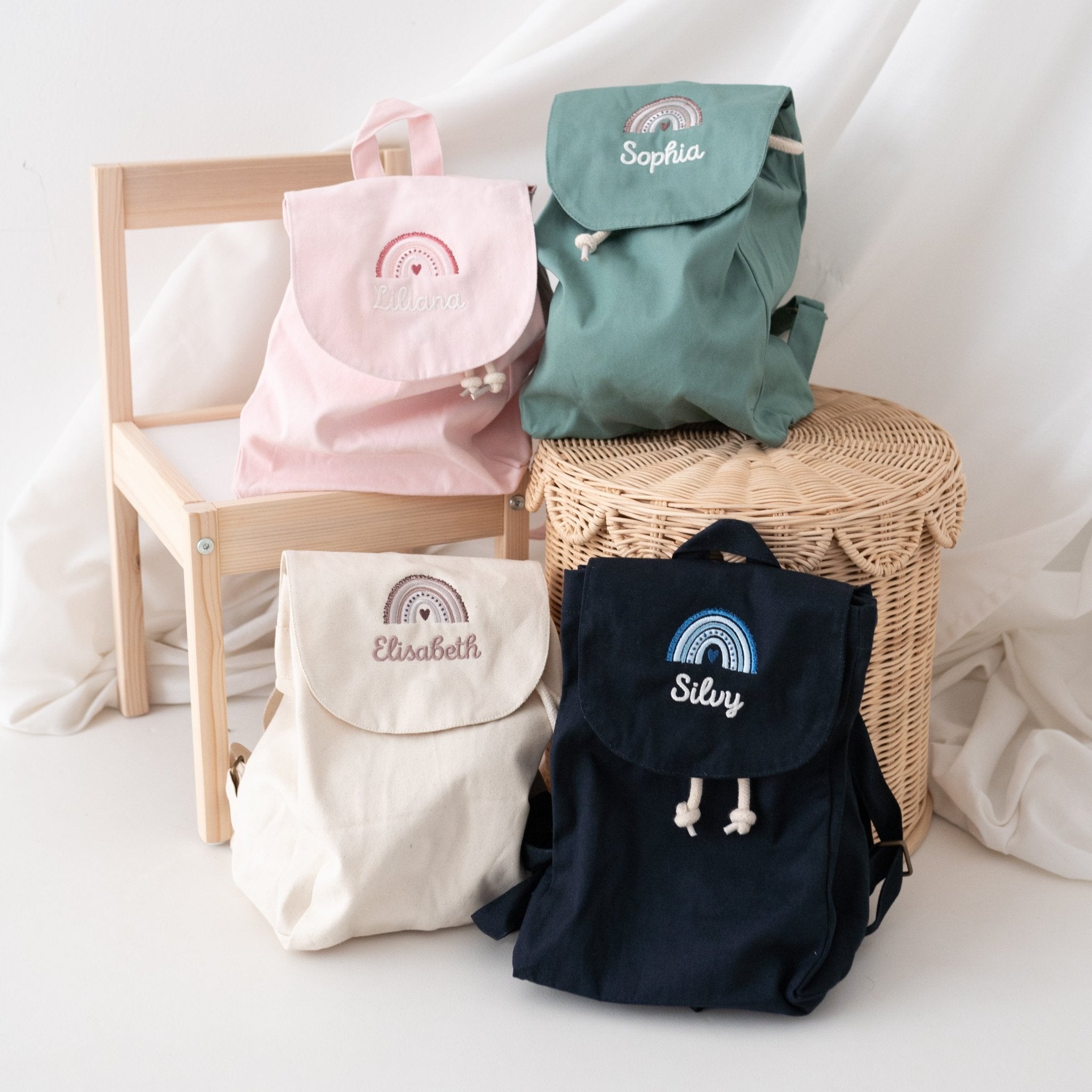 Rucksack mit Namensstick & Regenbogen - wunderwunsch