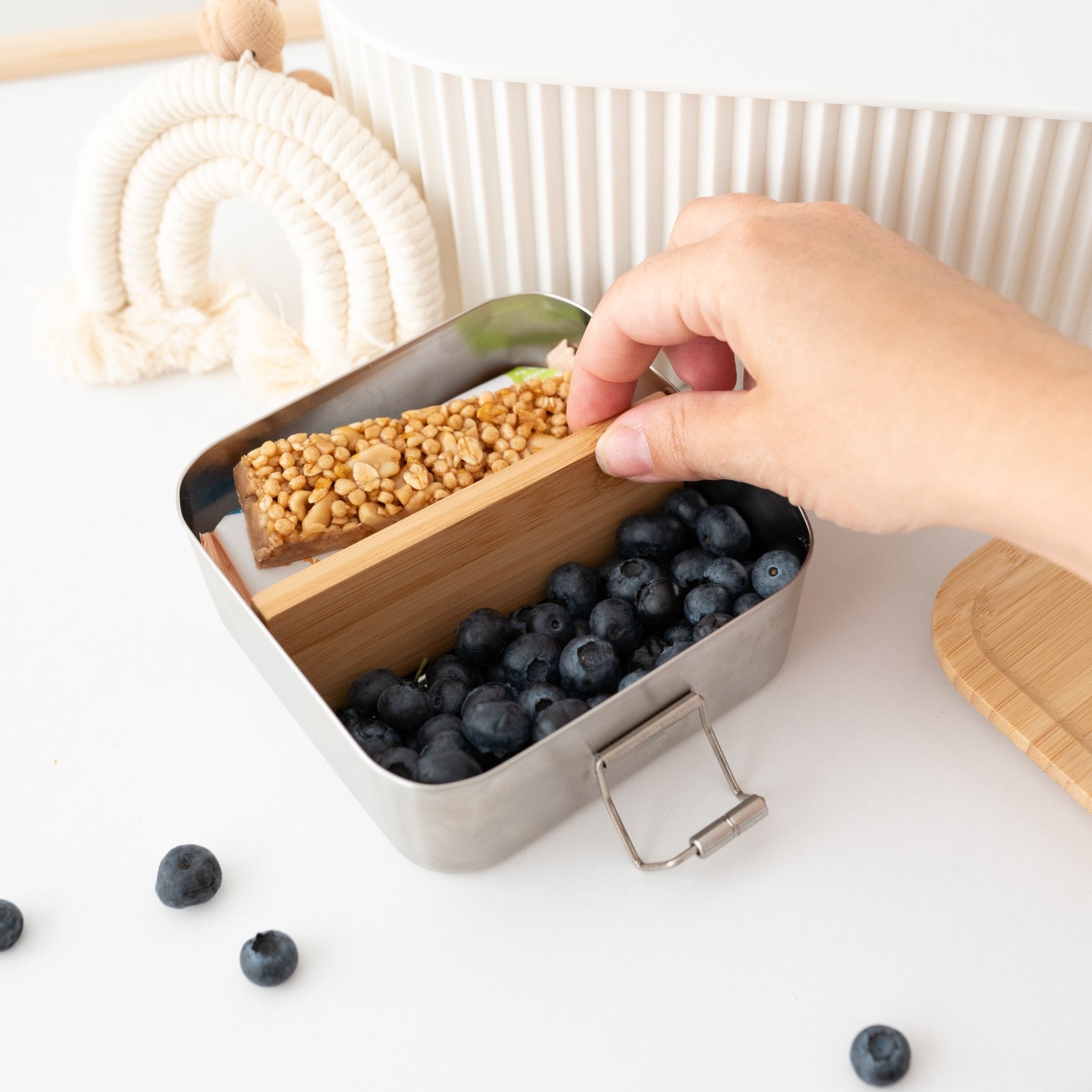 Sandwichbox Quadratische Brotdose Edelstahl personalisiert - Tier Aquarell - wunderwunsch