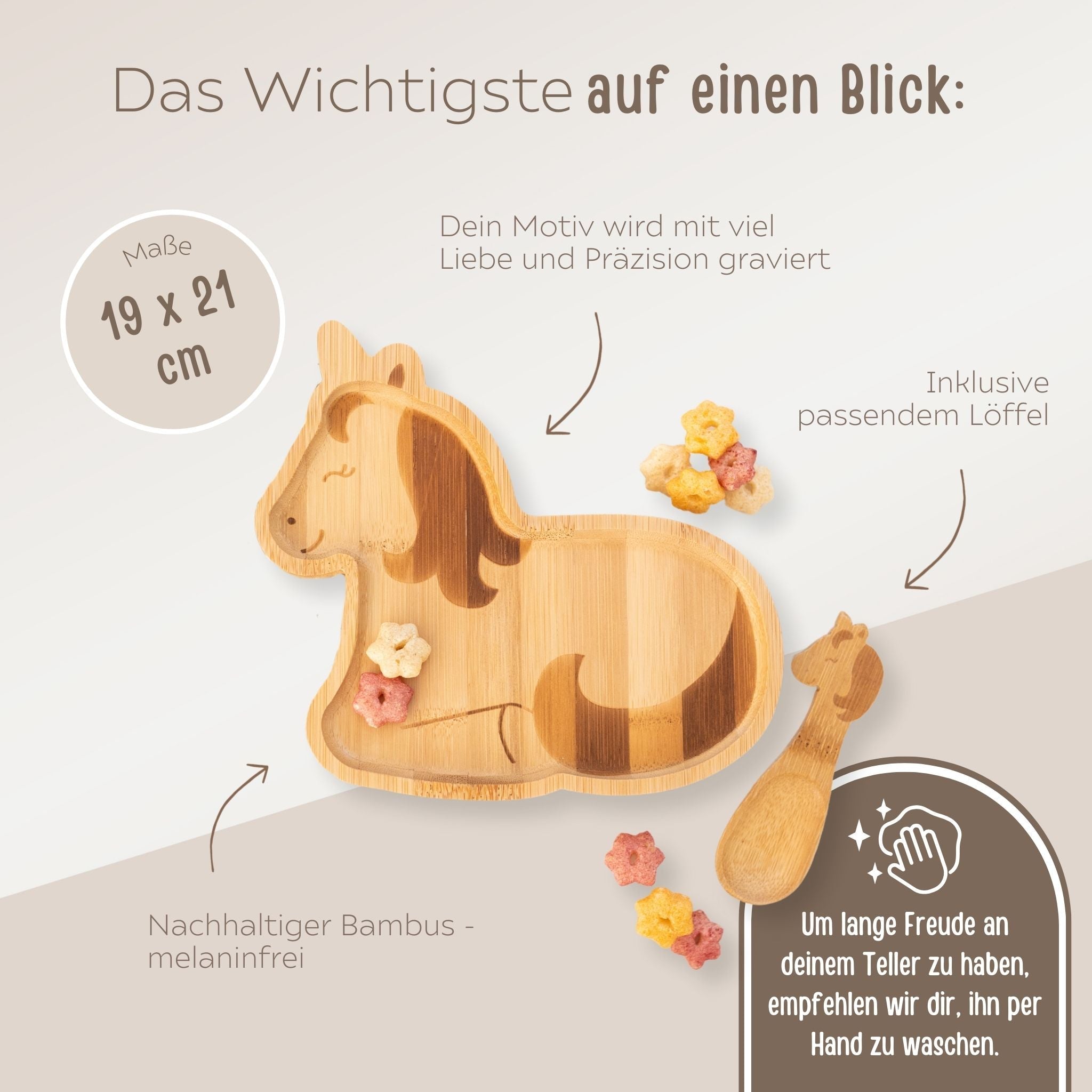 Sass and Belle - Kinderteller mit Kinderlöffel in Tierform personalisiert - wunderwunsch