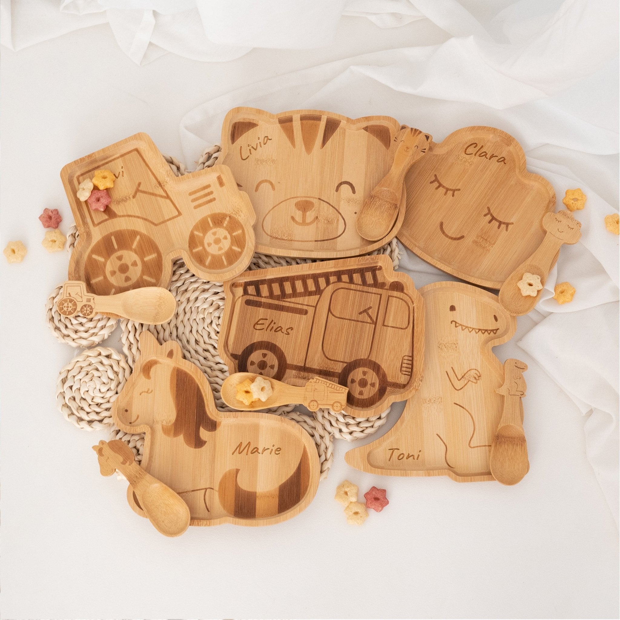 Sass and Belle - Kinderteller mit Kinderlöffel in Tierform personalisiert - wunderwunsch