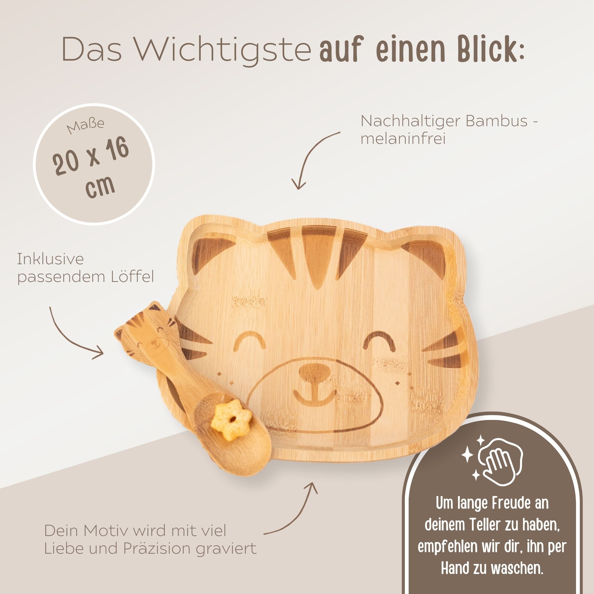 Sass and Belle - Kinderteller mit Kinderlöffel personalisiert - Katze - wunderwunsch