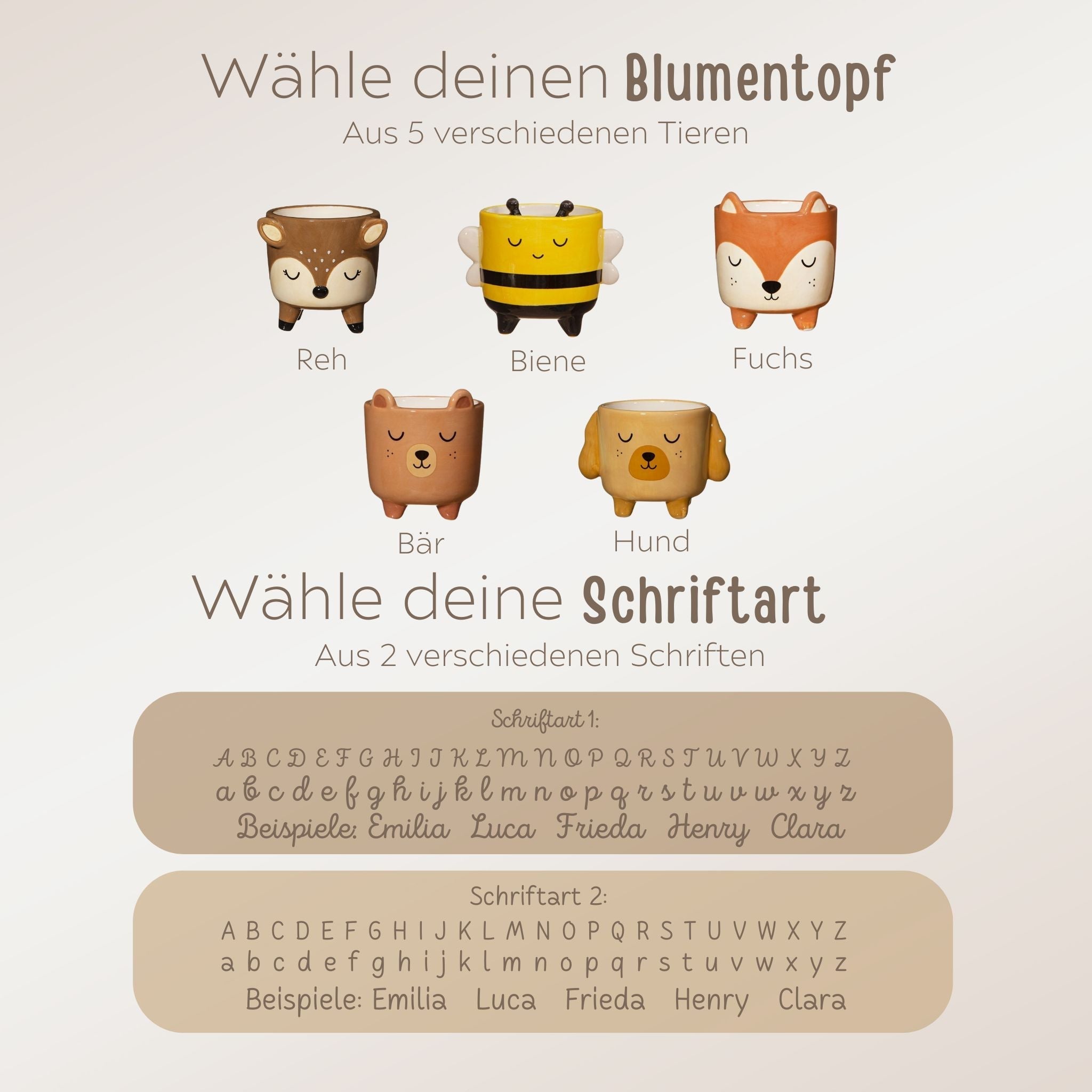 SASSANDBELLE - Kleiner Blumentopf Tier personalisiert - wunderwunsch