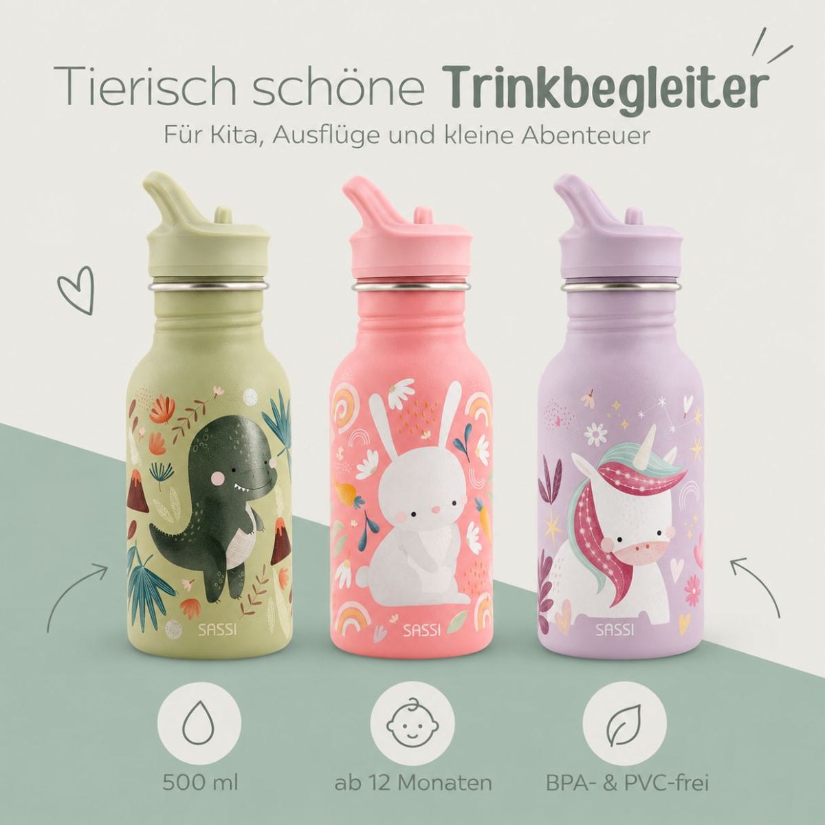 SASSI Kinder Trinkflasche personalisiert - wunderwunsch