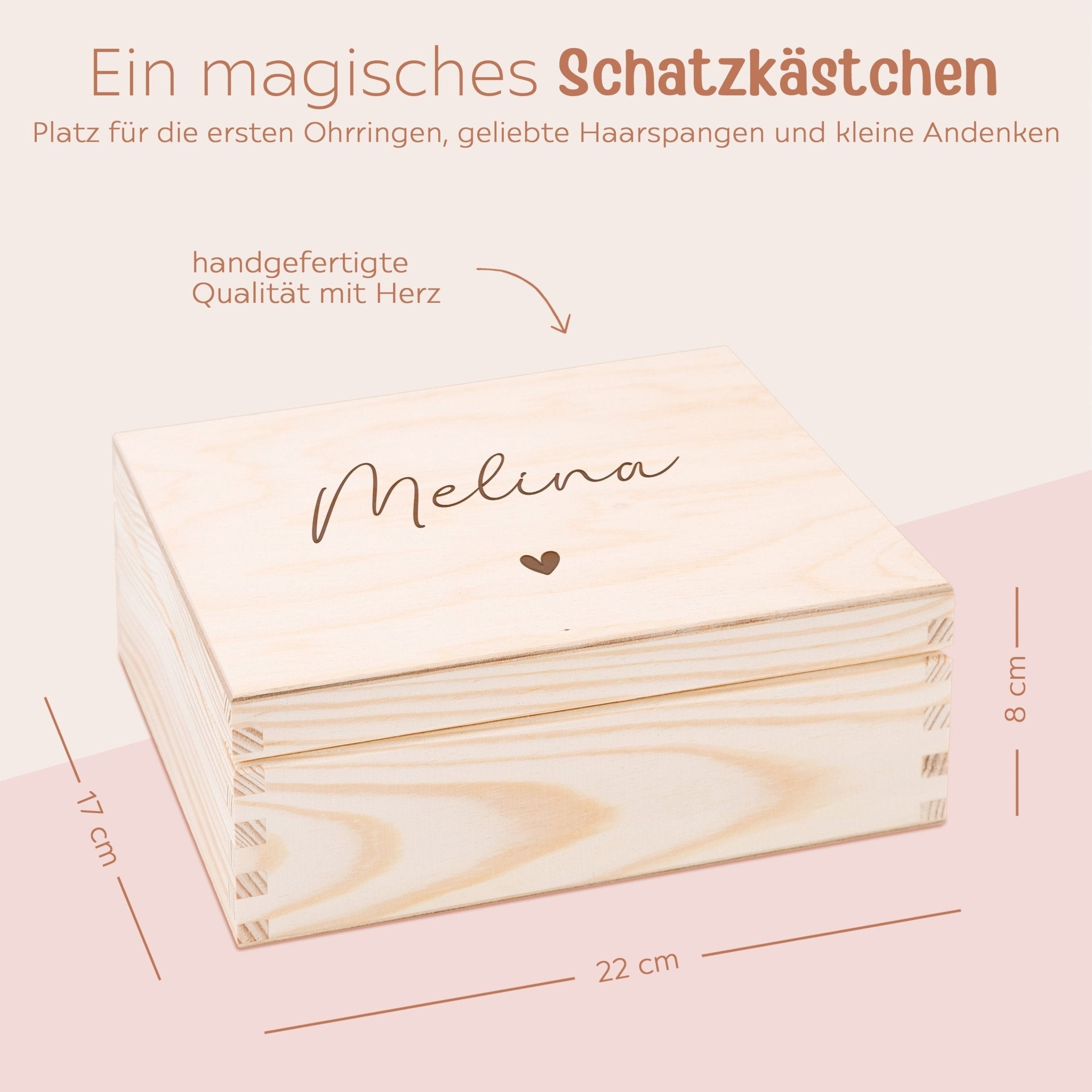 Schmuckkiste mit Spiegel aus Holz - Name Gravur - wunderwunsch