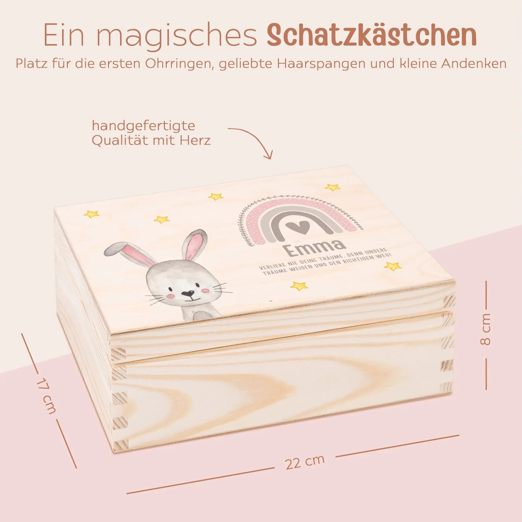 Schmuckkiste mit Spiegel aus Holz - Tier Aquarell - wunderwunsch