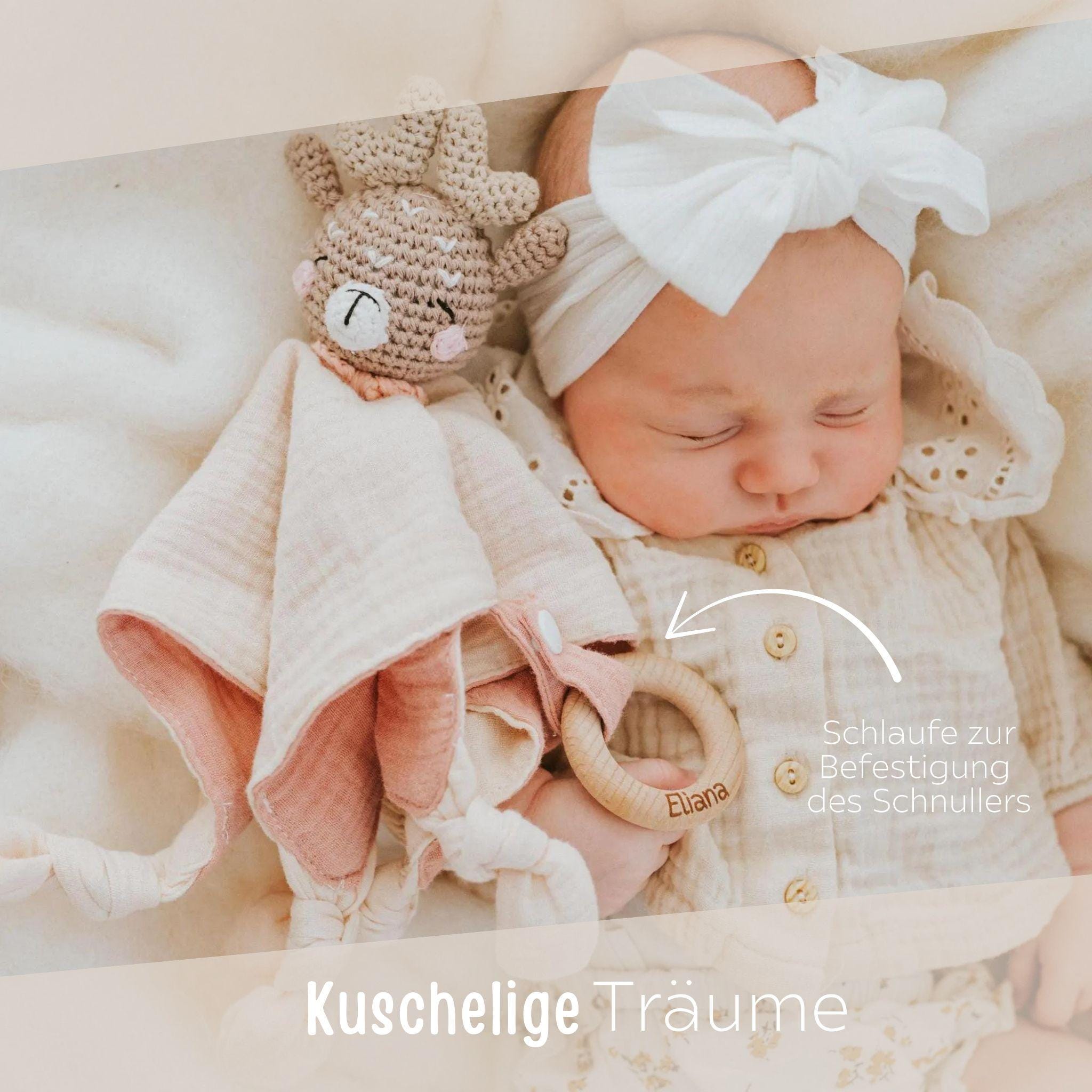 Schmusetuch Tier mit Greifling personalisiert - wunderwunsch