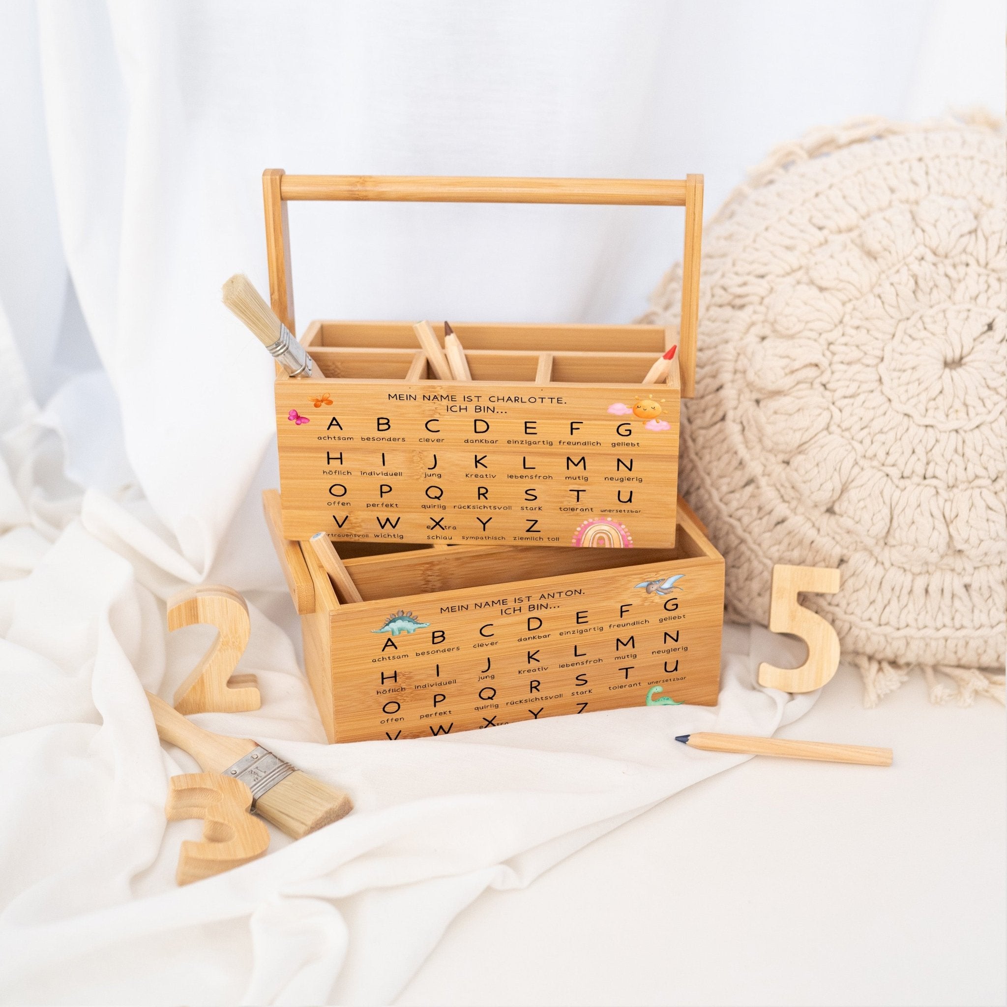 Schreibtisch Organizer mit Griff - ABC Affirmationen Aquarell - wunderwunsch