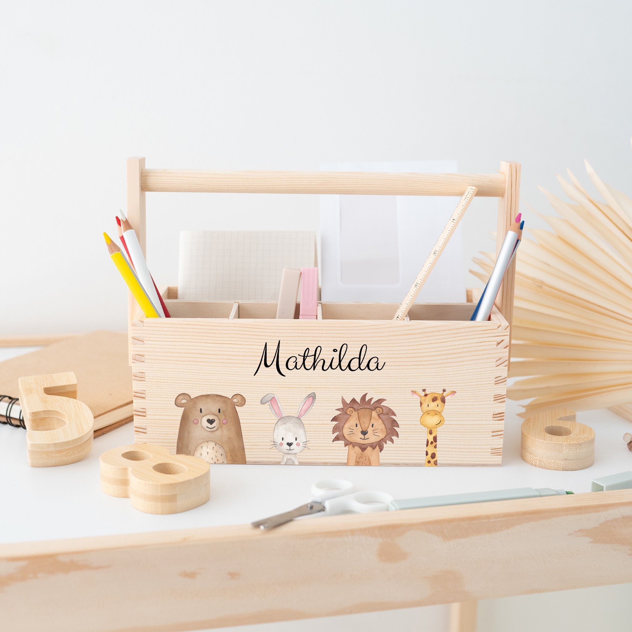 Schreibtisch Organizer mit Griff - Tiere oder Dinos Aquarell - wunderwunsch